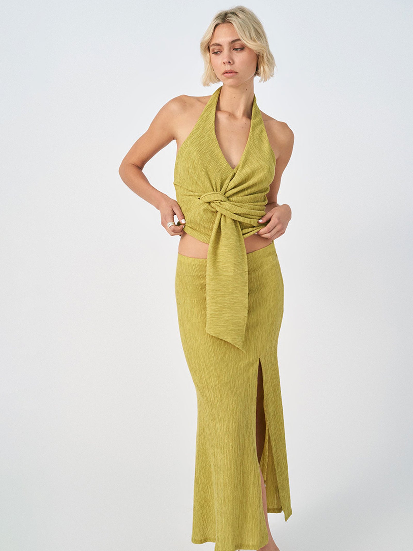 Evoke Slip Skirt in Fern Green