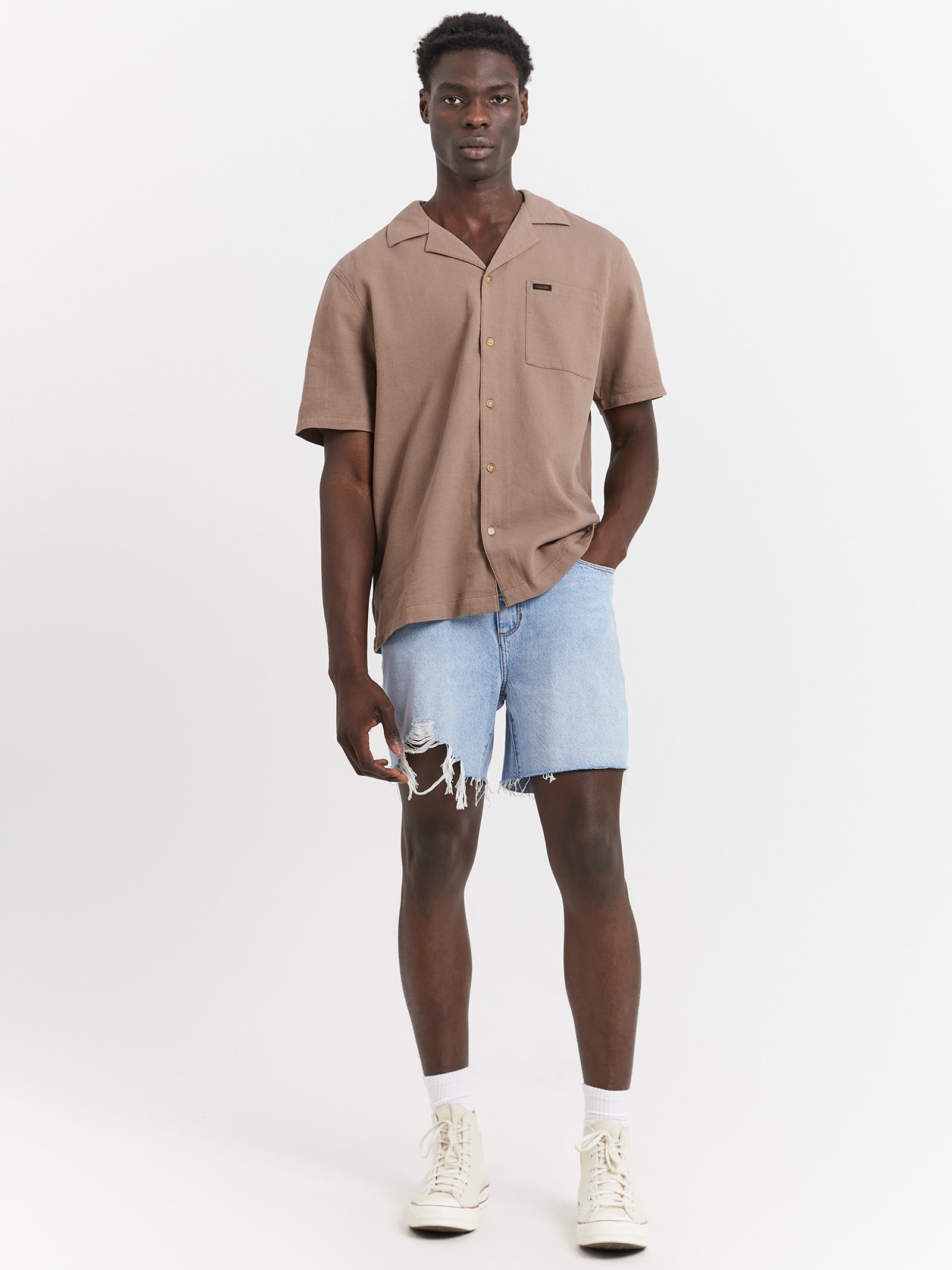 Resort Waffle Shirt in Brownie