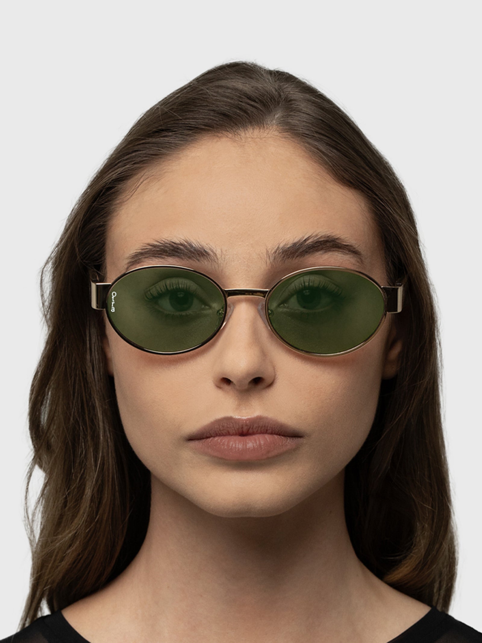 Echo Sunglasses in Gold Tort & Green