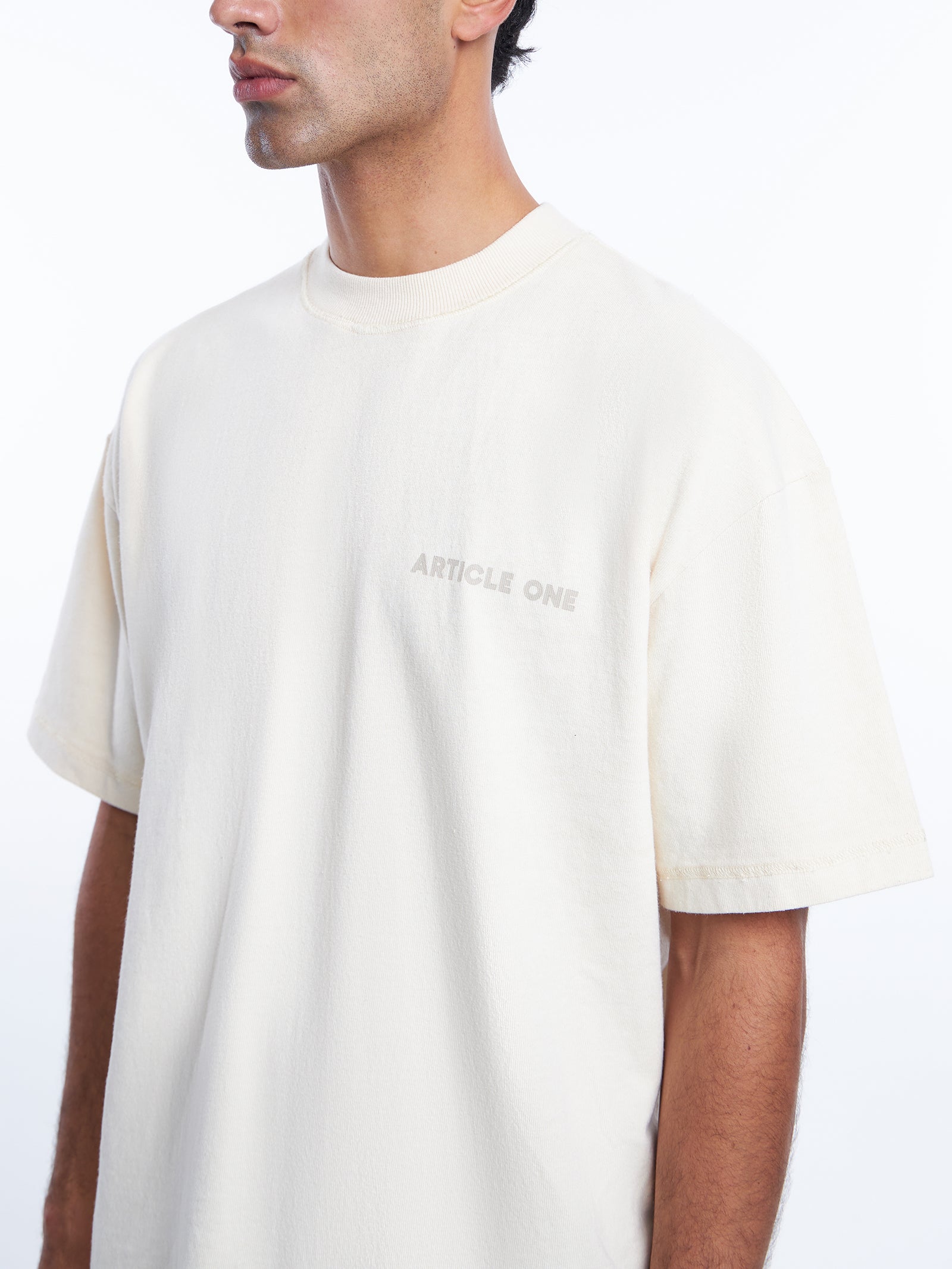 Subtle Logo Tee In Washed Bone