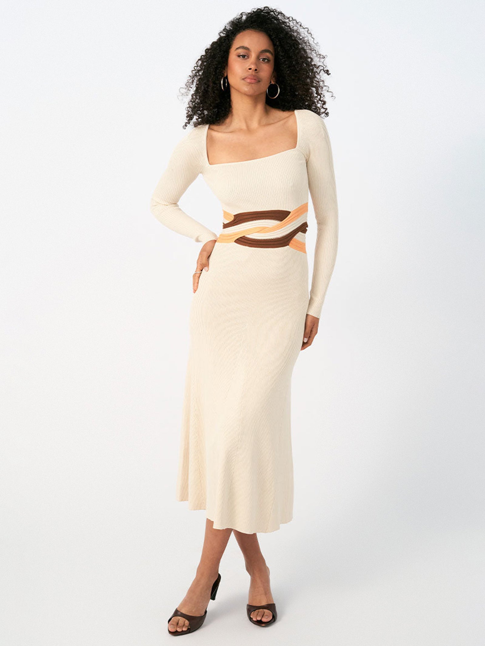 Inertia Knit Midi Dress in Natural