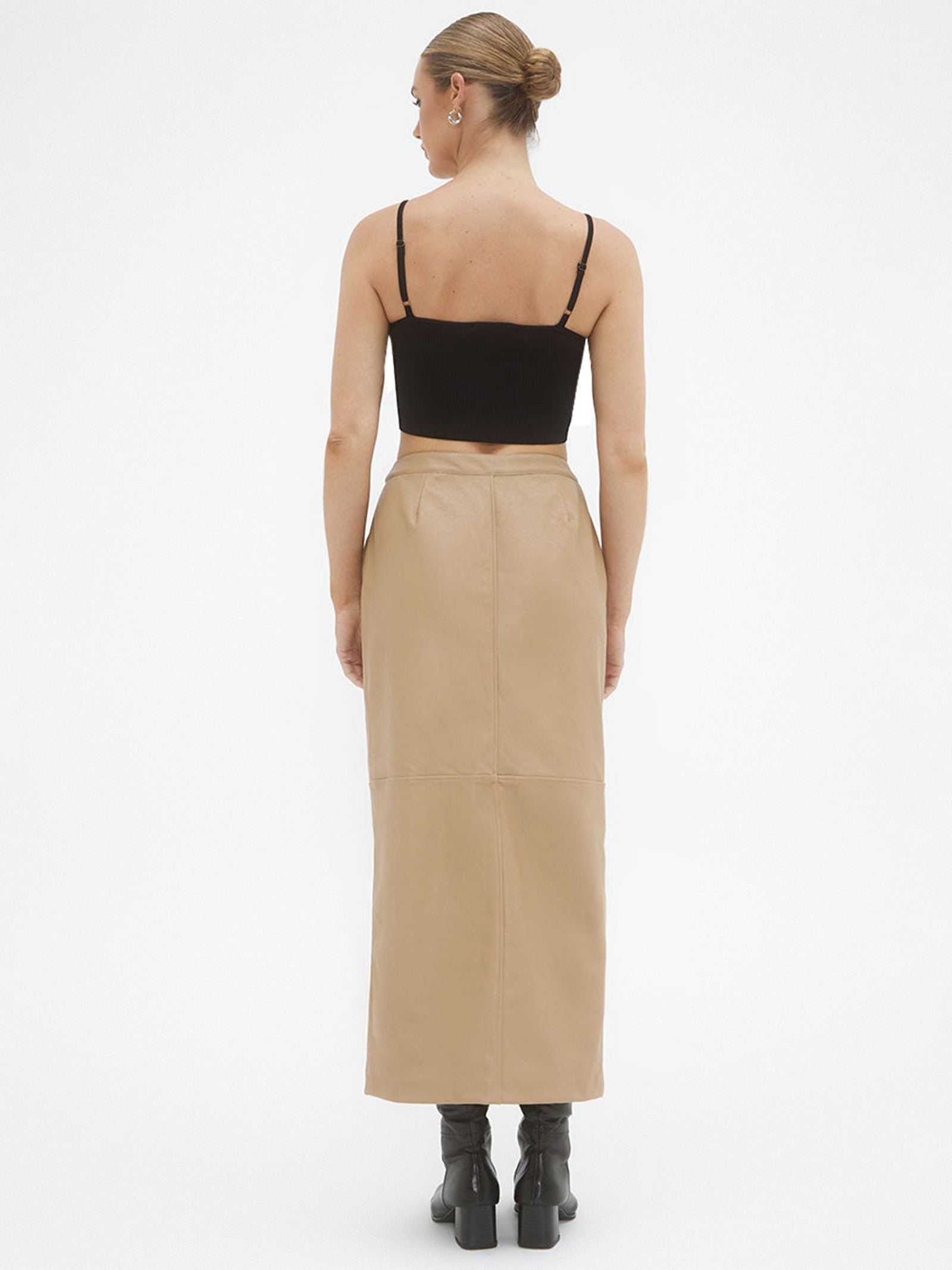 Ascend PU Maxi Skirt in Praline