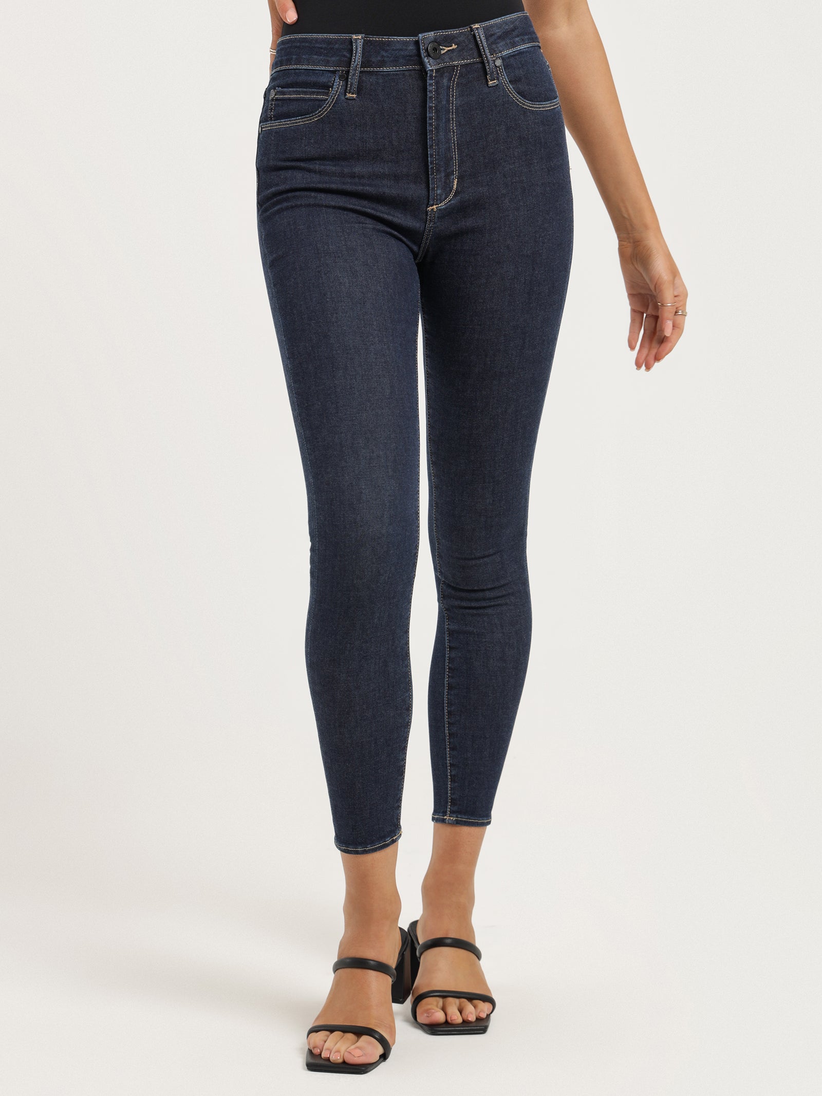 High Lisa Skinny Ankle Jeans in Dark Mid Wash Denim