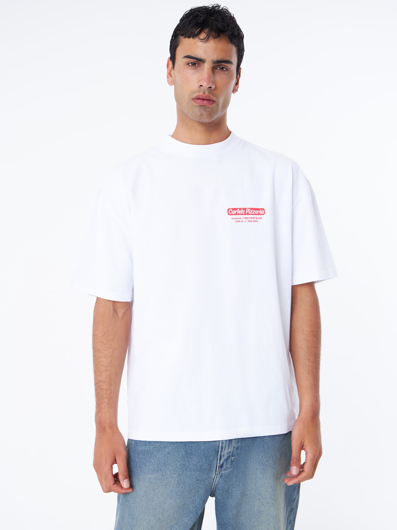 Pizza Tee In White