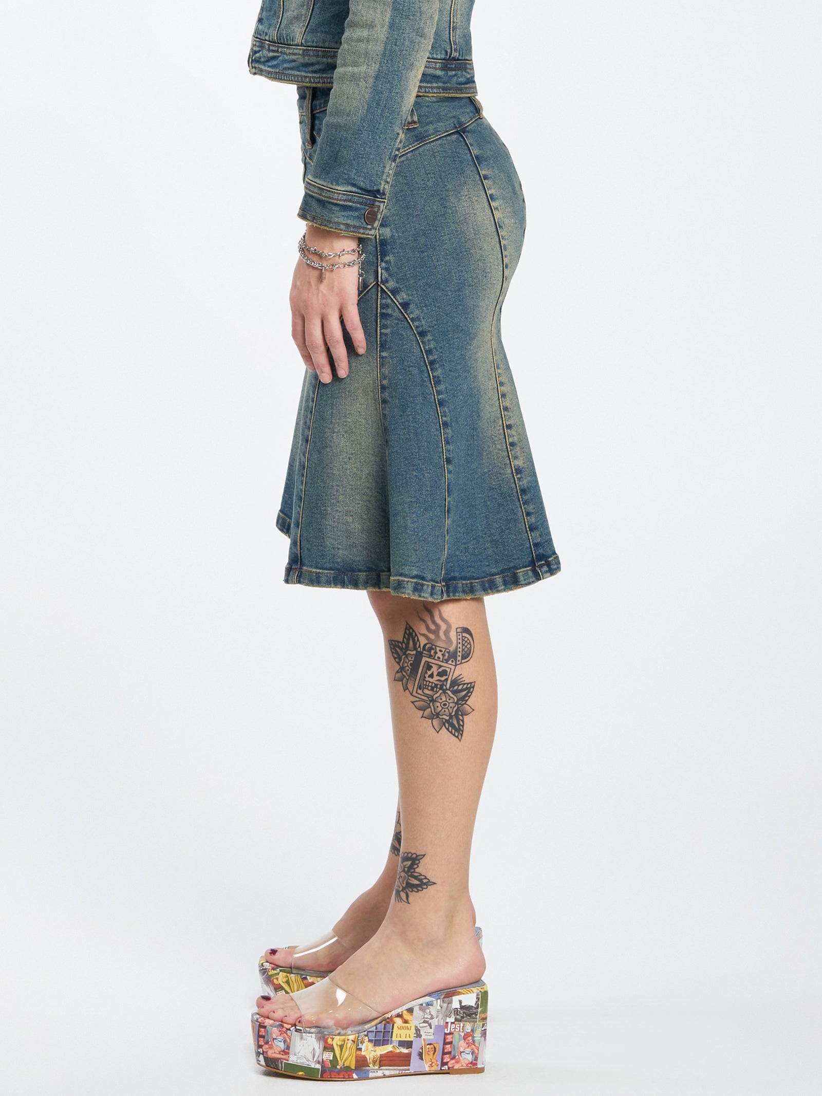 Wayland Panelled Denim Midi Skirt