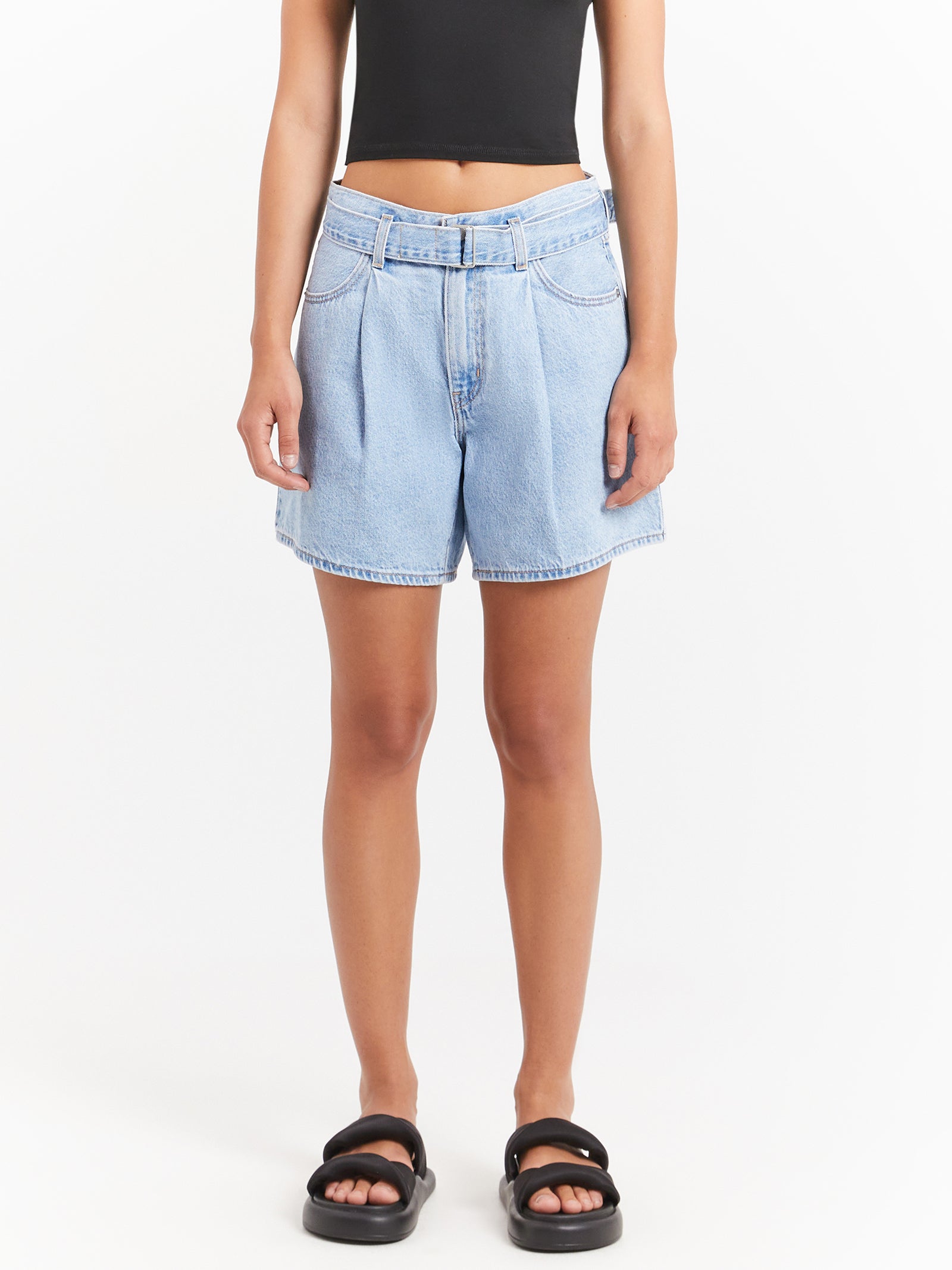 Belted Denim Shorts in Living Legend Blue