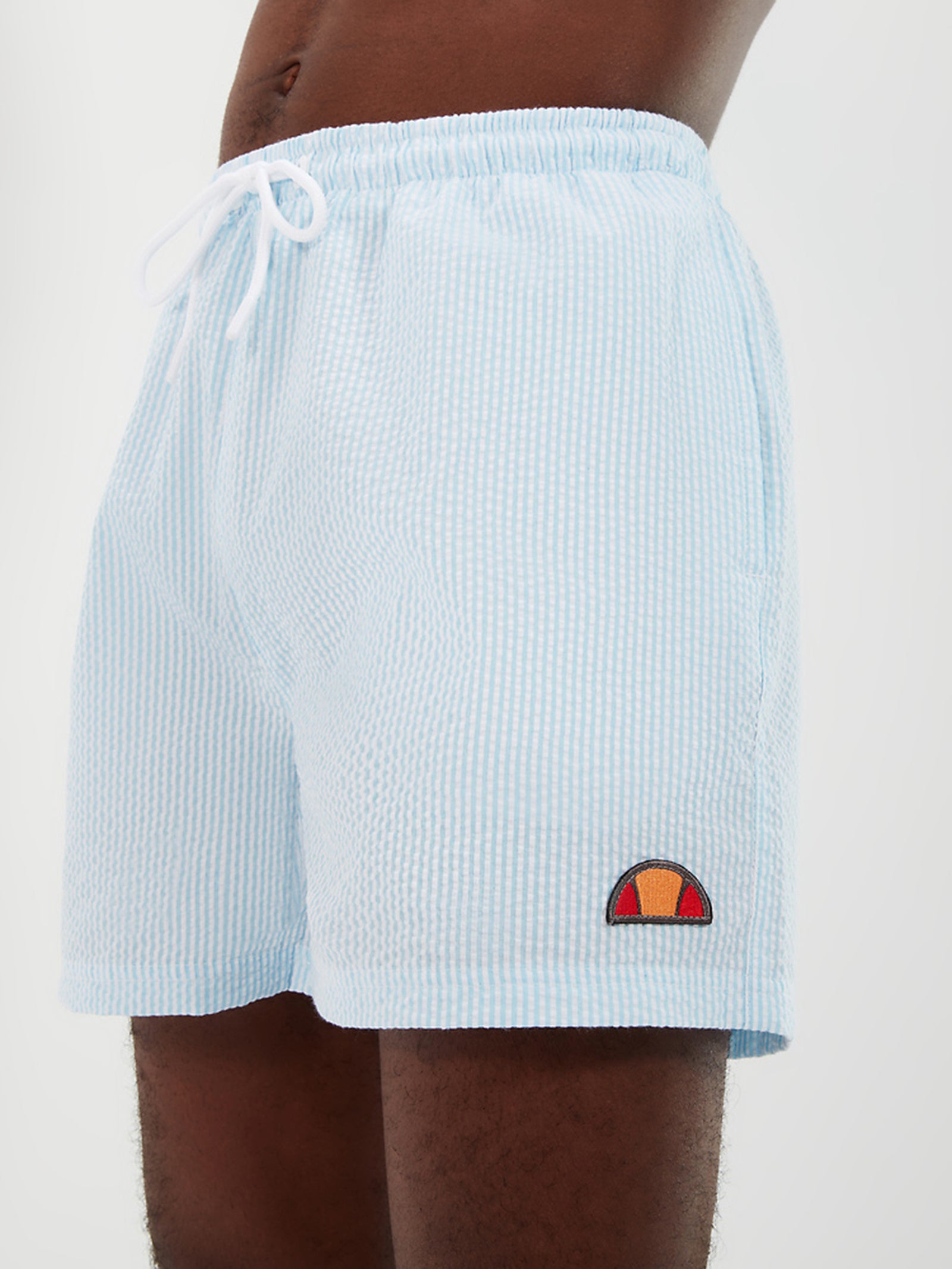 Carali Seersucker Swimshorts in LIght Blue Stripe