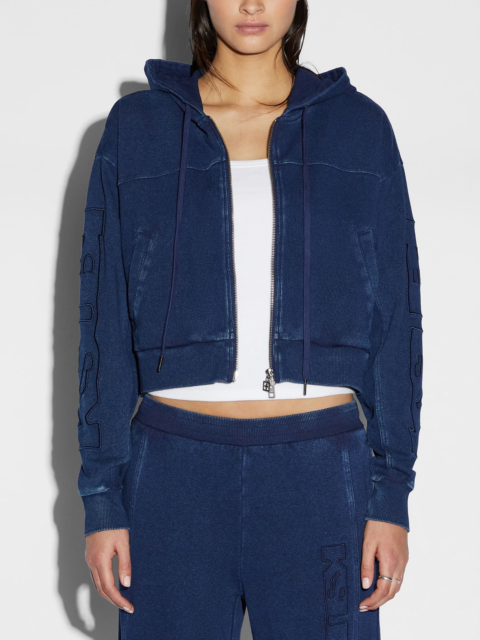 Origin Crop Hoodie Indigo Spliced