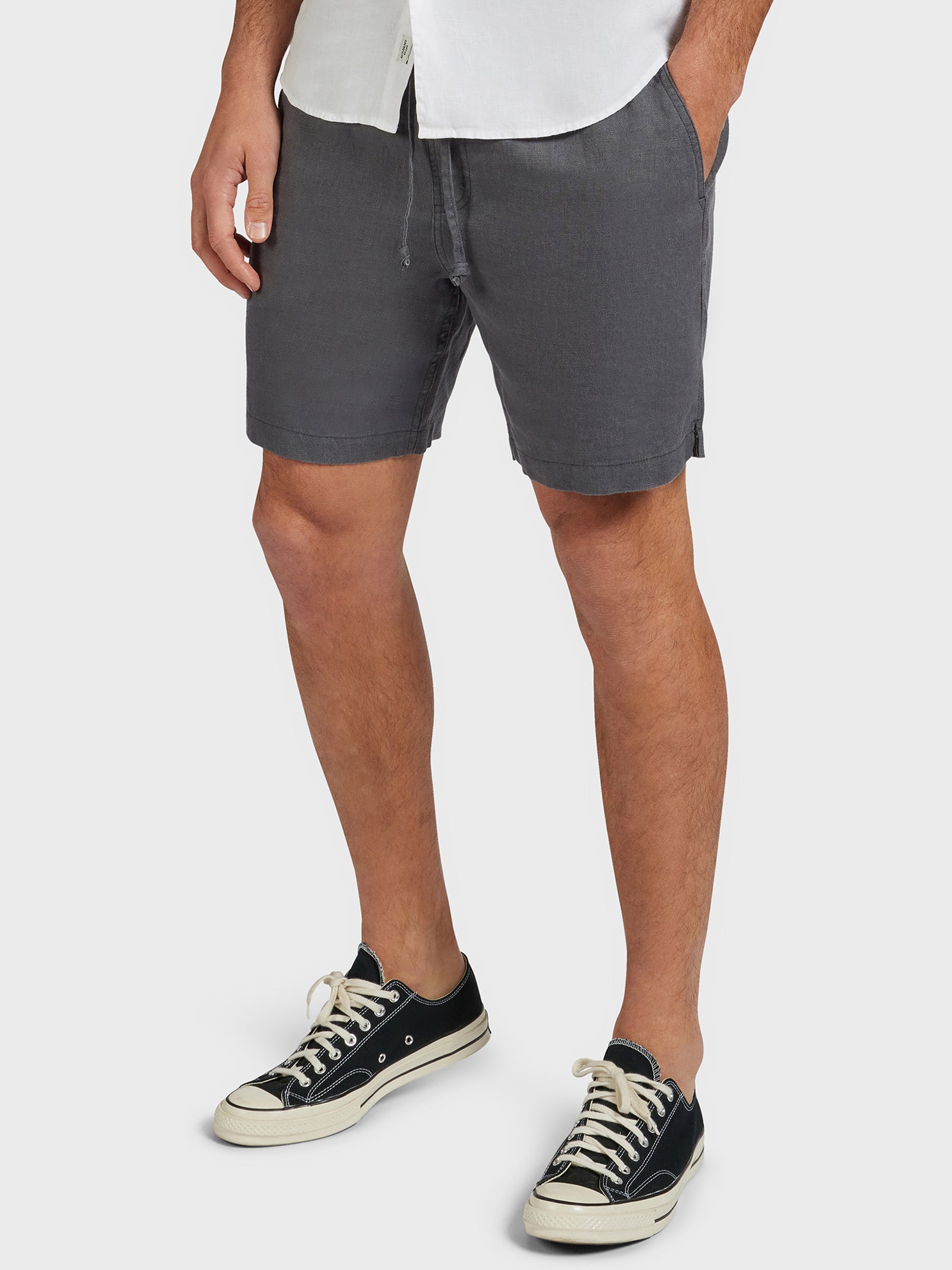 Riviera Linen Shorts in Charcoal Grey