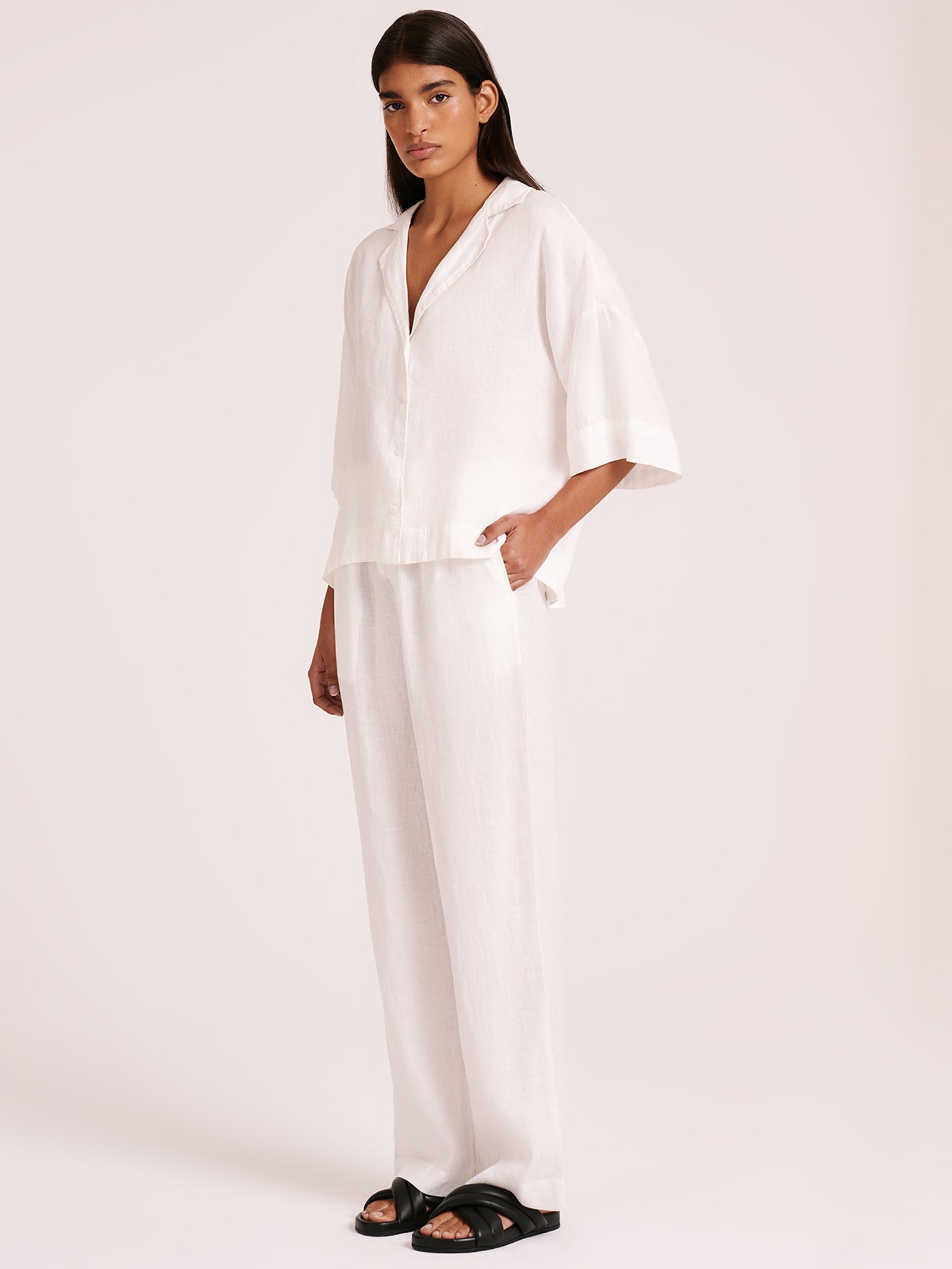 Linen Lounge Pants in White