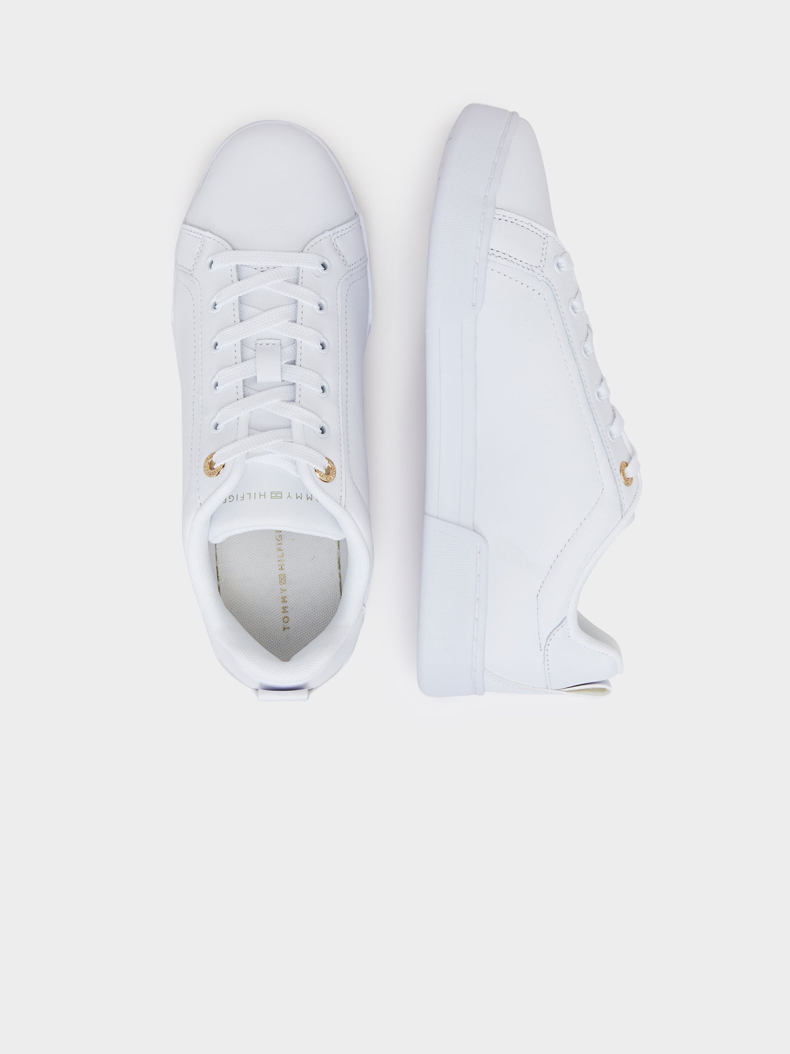 Womens Chique Court Sneakers in White & Rose Gold