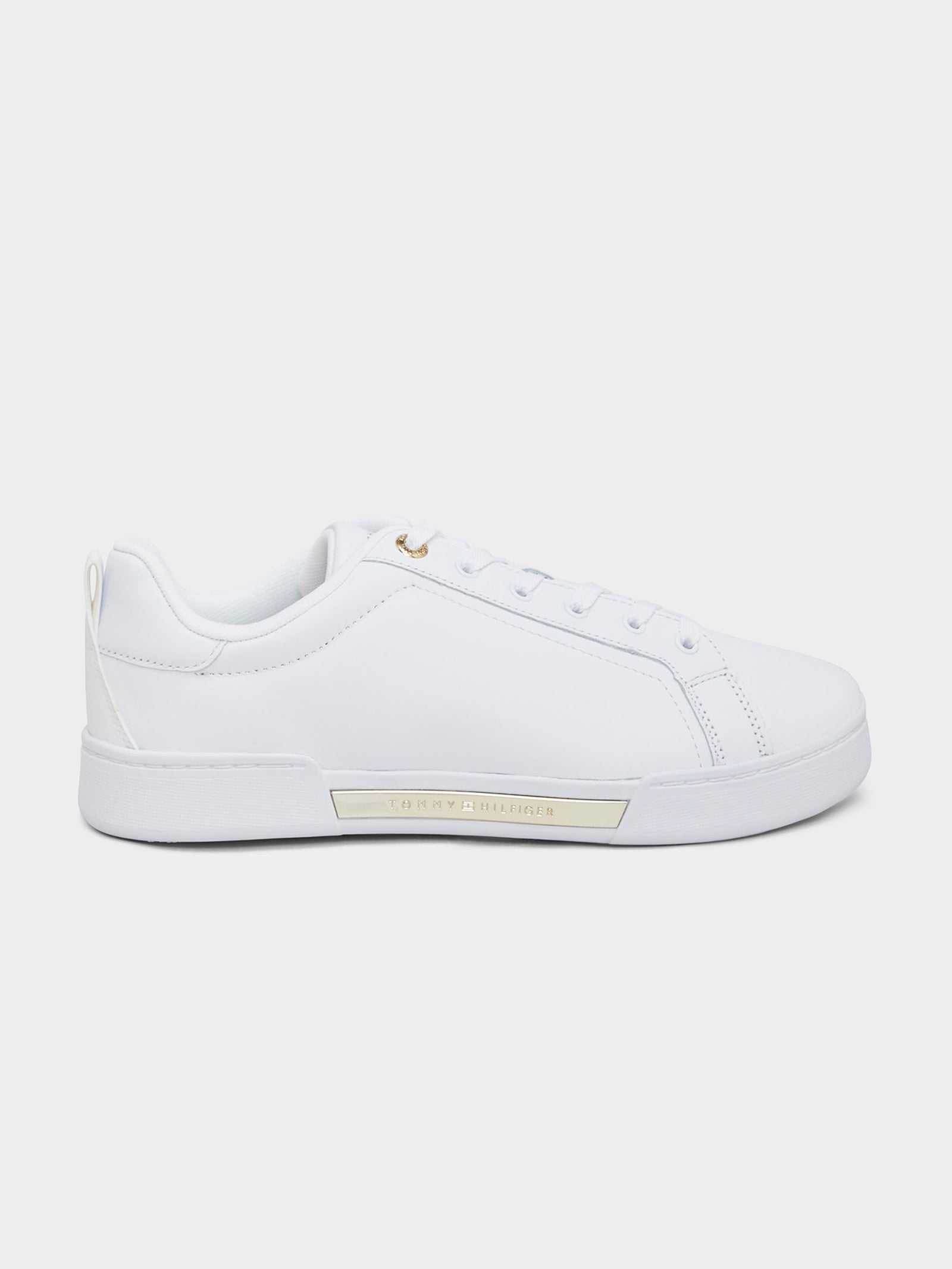 Womens Chique Court Sneakers in White & Rose Gold