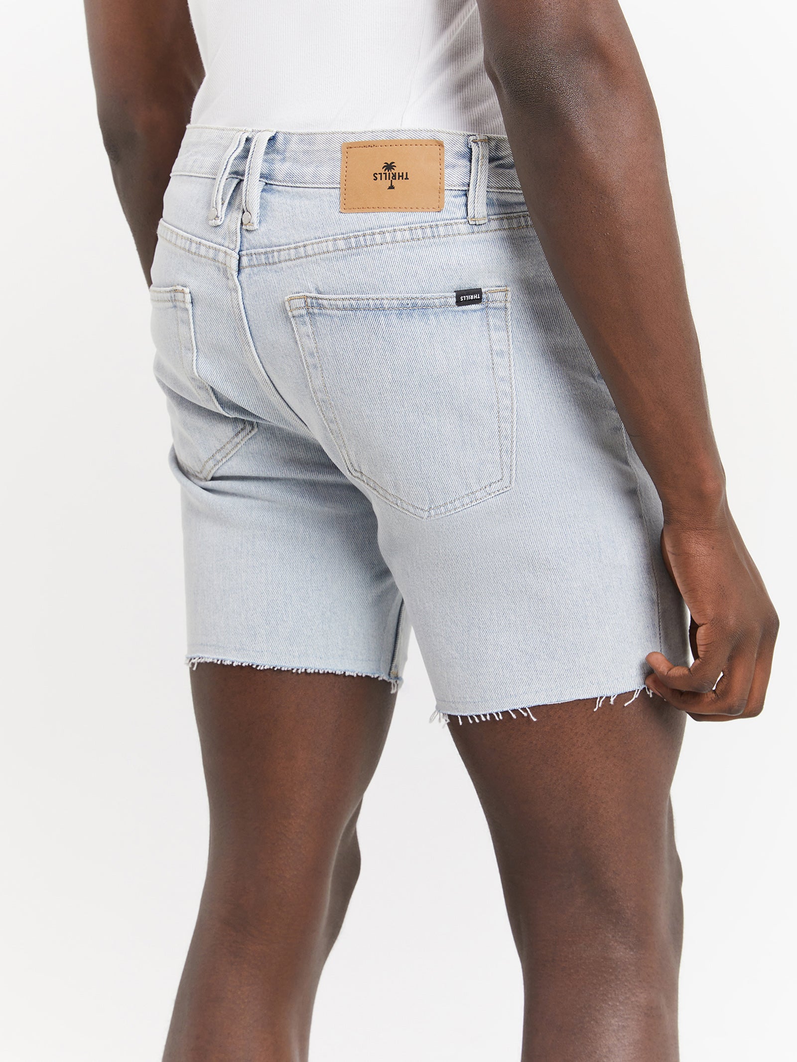 Mandude Faded Denim Shorts in Faded Dust Blue