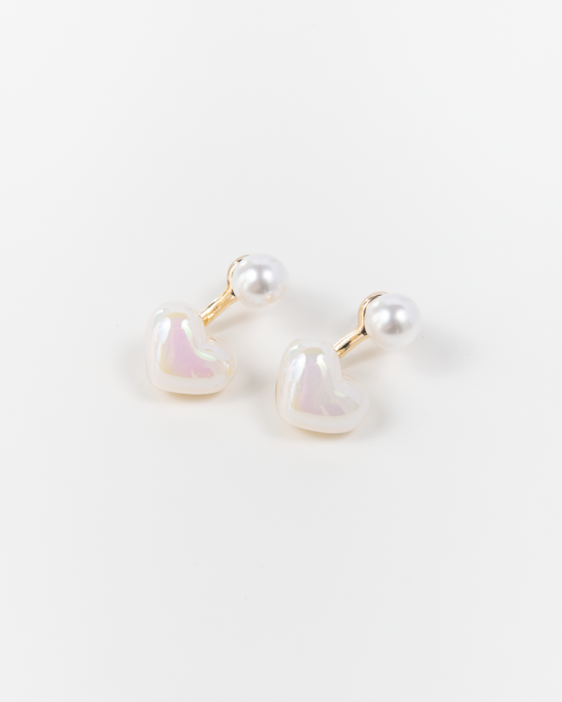 NYU NYU Chunky Heart Pearl Earrings