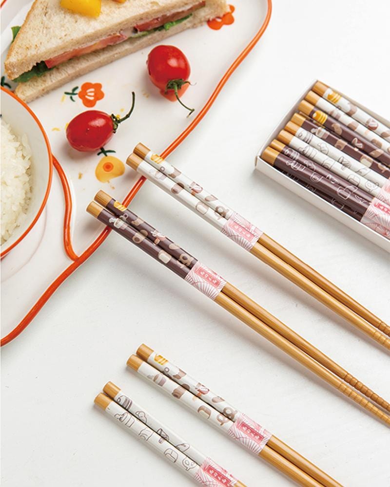 Bakery Cafe Pattern Bamboo Chopsticks