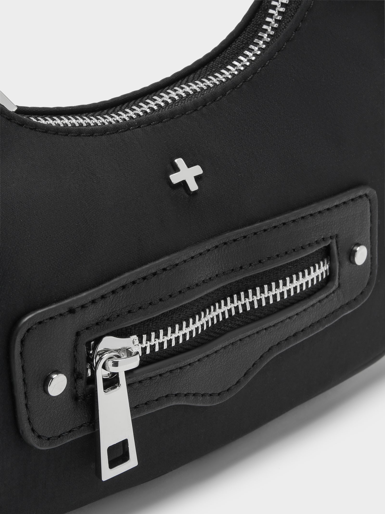 Em Davies Moto Searle Nylon Handbag in Black & Silver