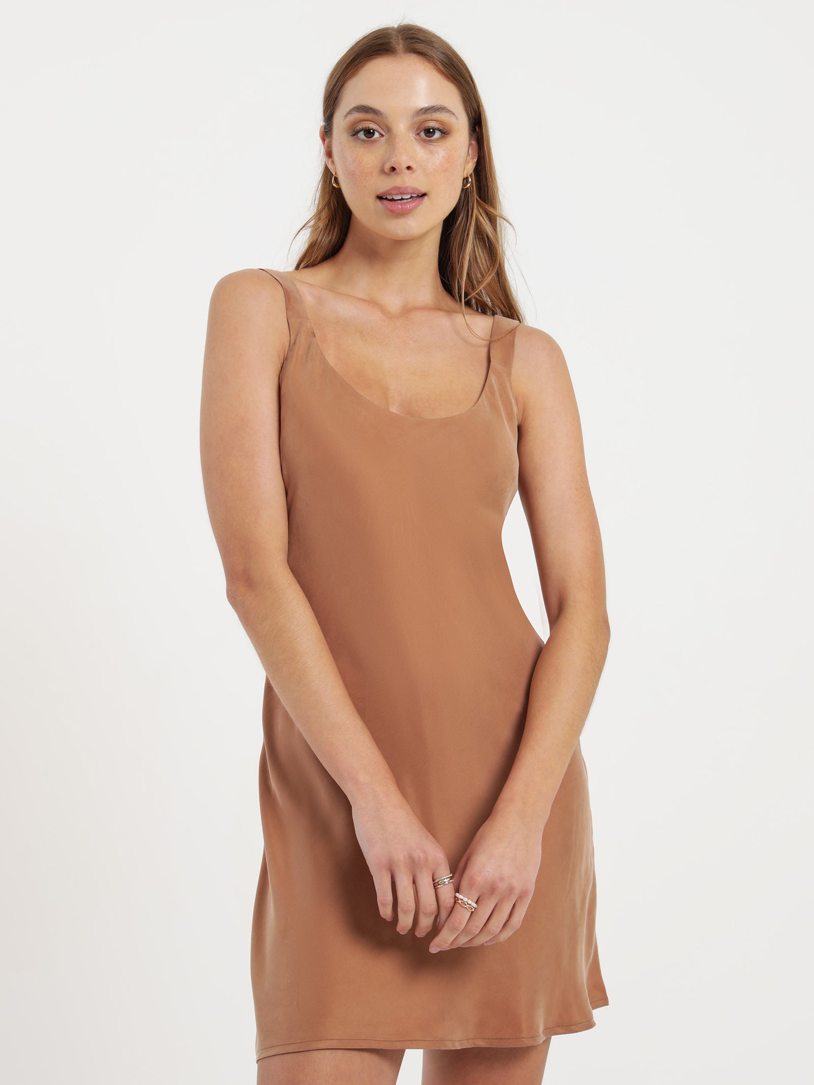 Harlow Cupro Mini Dress in Terracotta