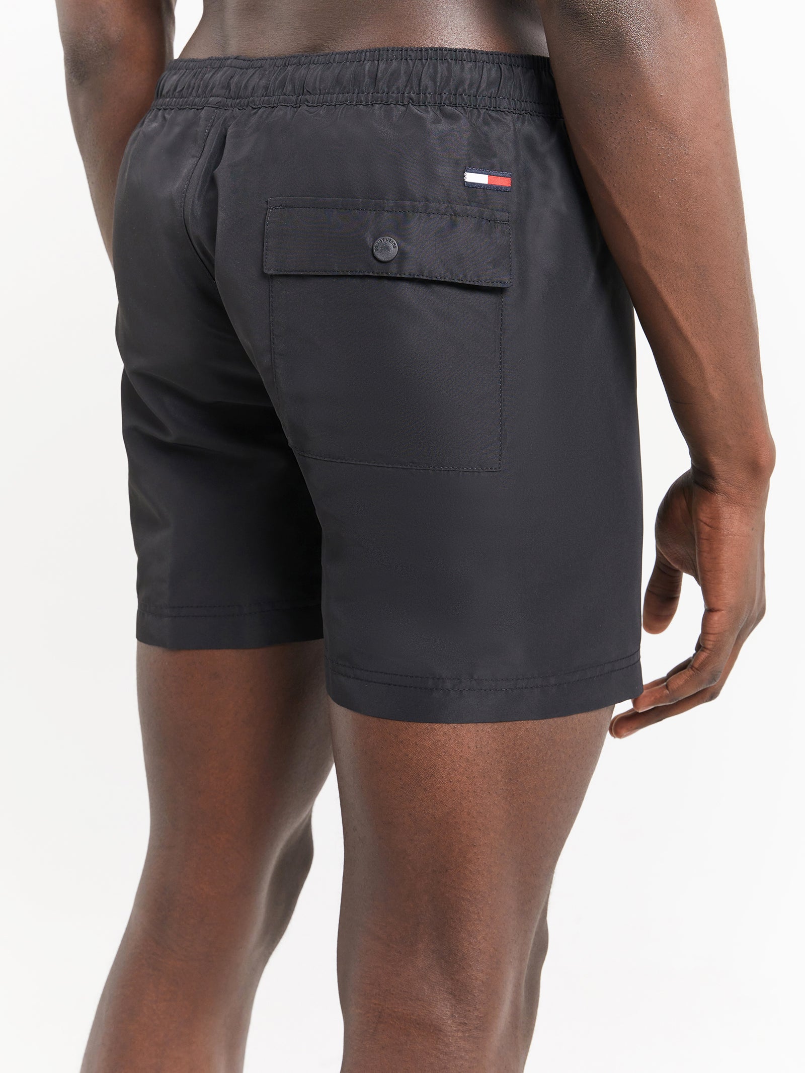 Signature Logo Drawstring Swim Shorts in Black