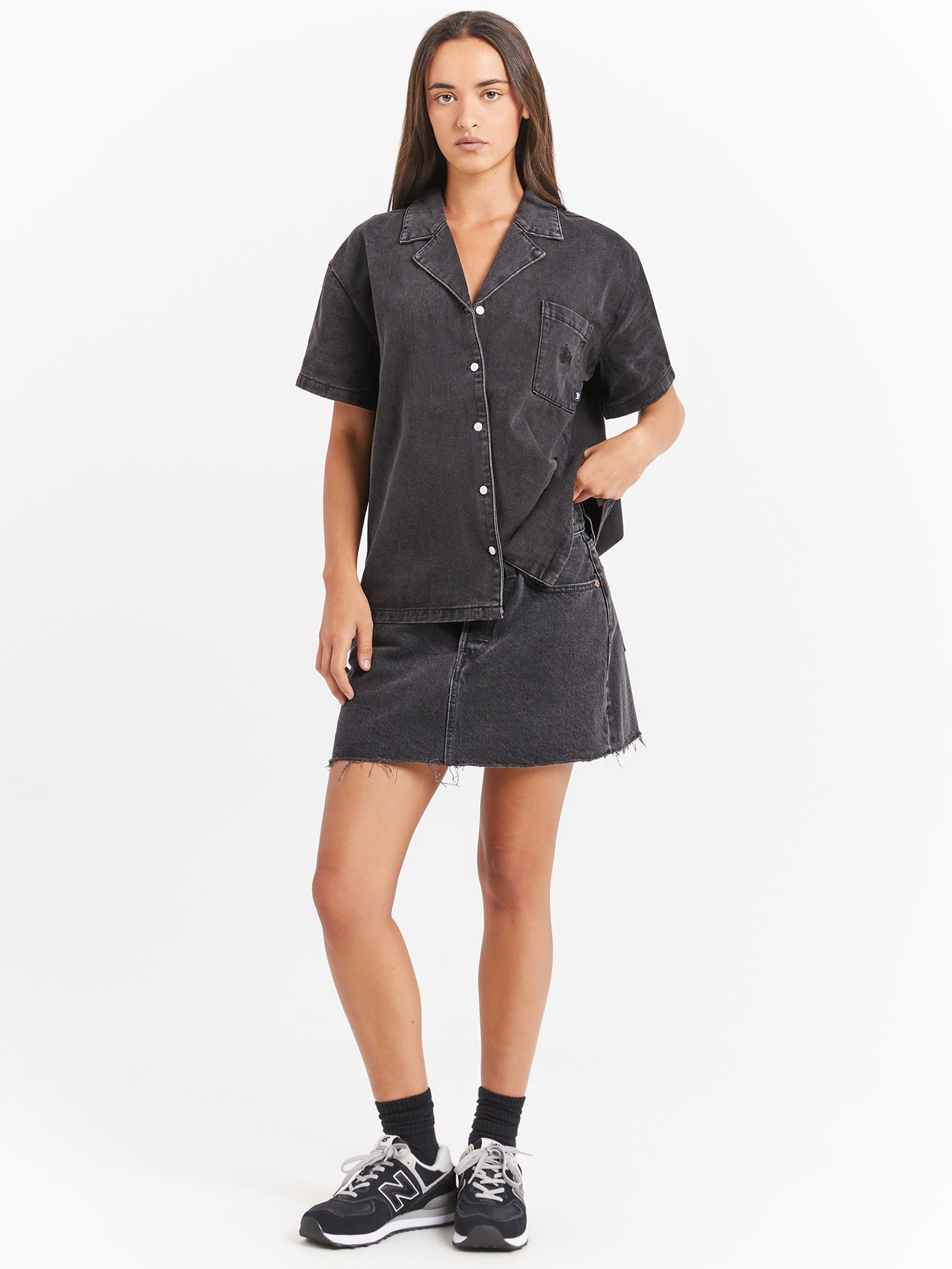 Denim Oversized Shirt in Black Denim