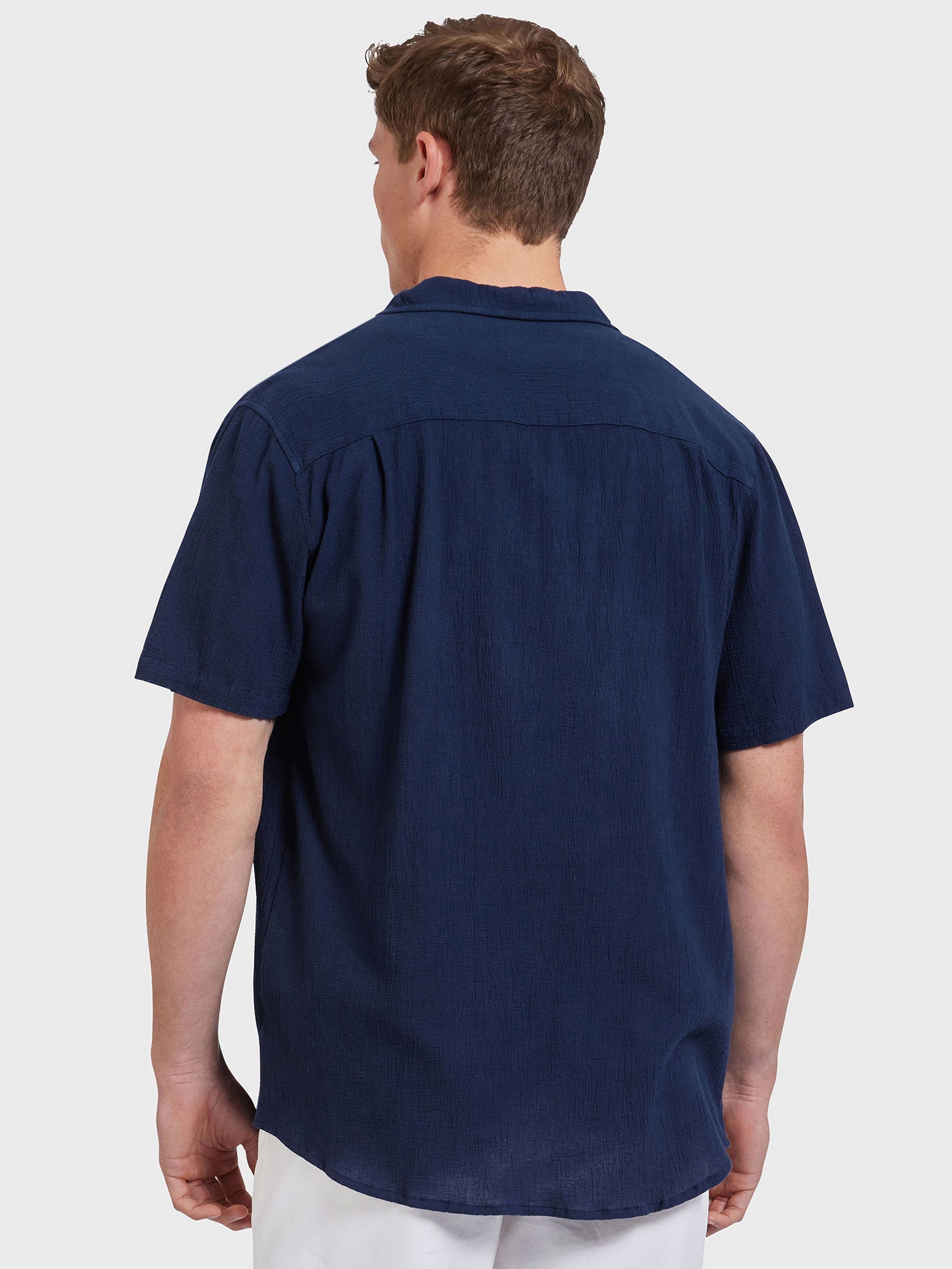 Bedford Short Sleeve Shirt in Navy Blue