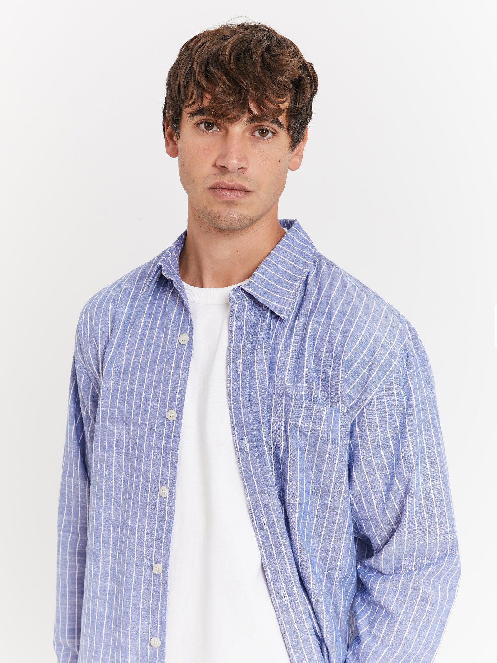 Lewis Overshirt in Navy Stripe