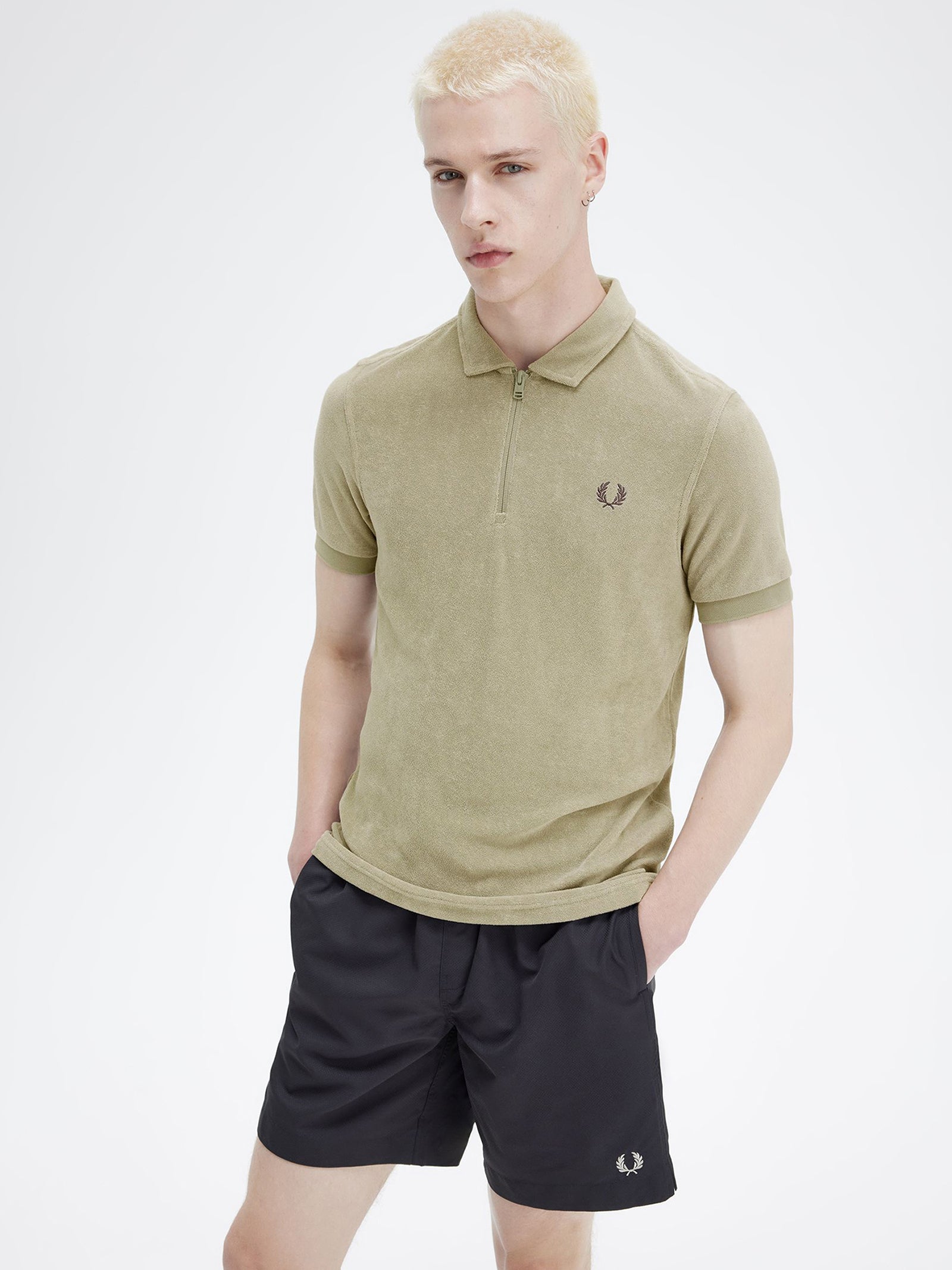 Zip Neck Toweling Polo Shirt