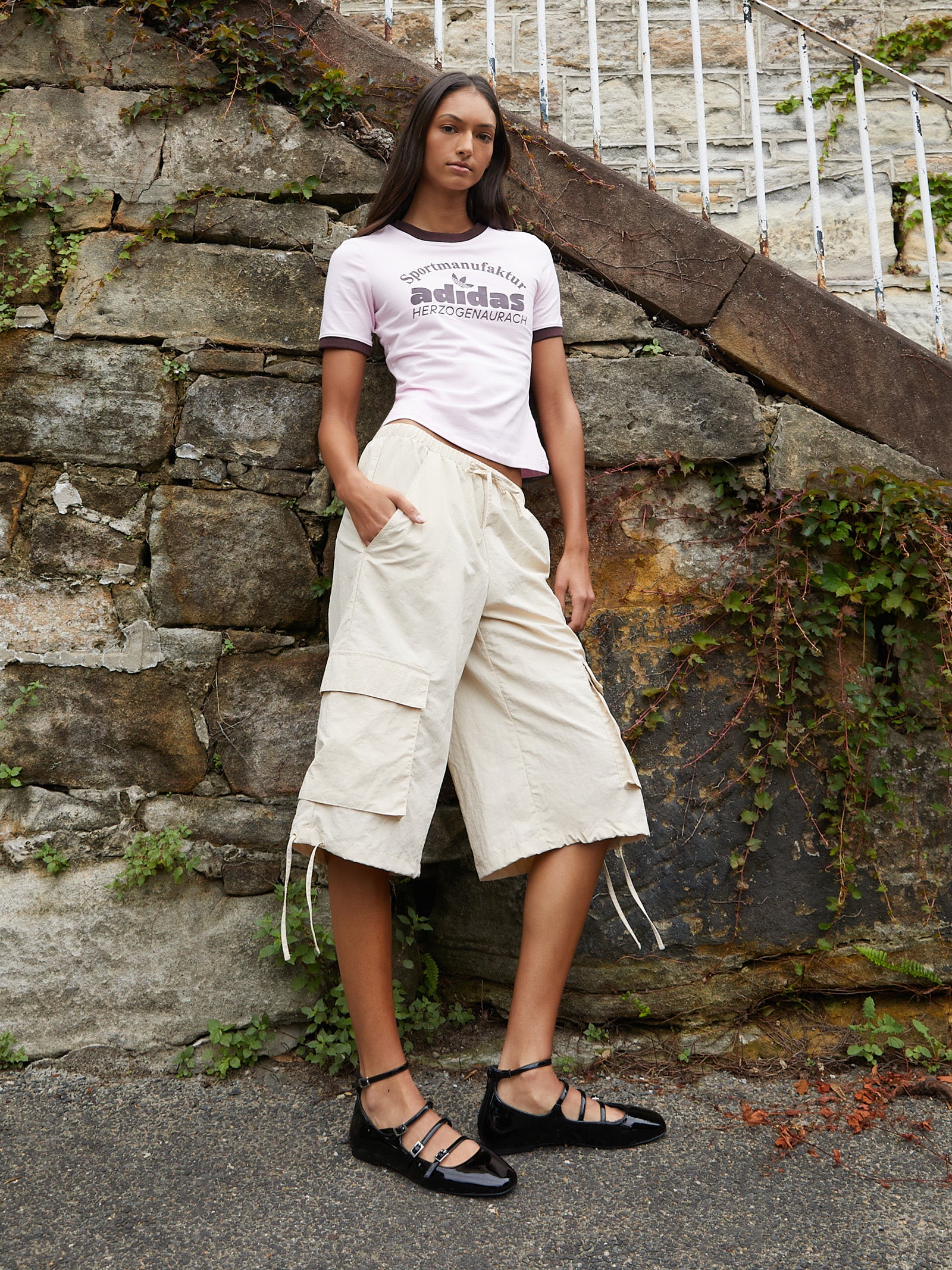 Hudson Parachute Long Shorts in Cream