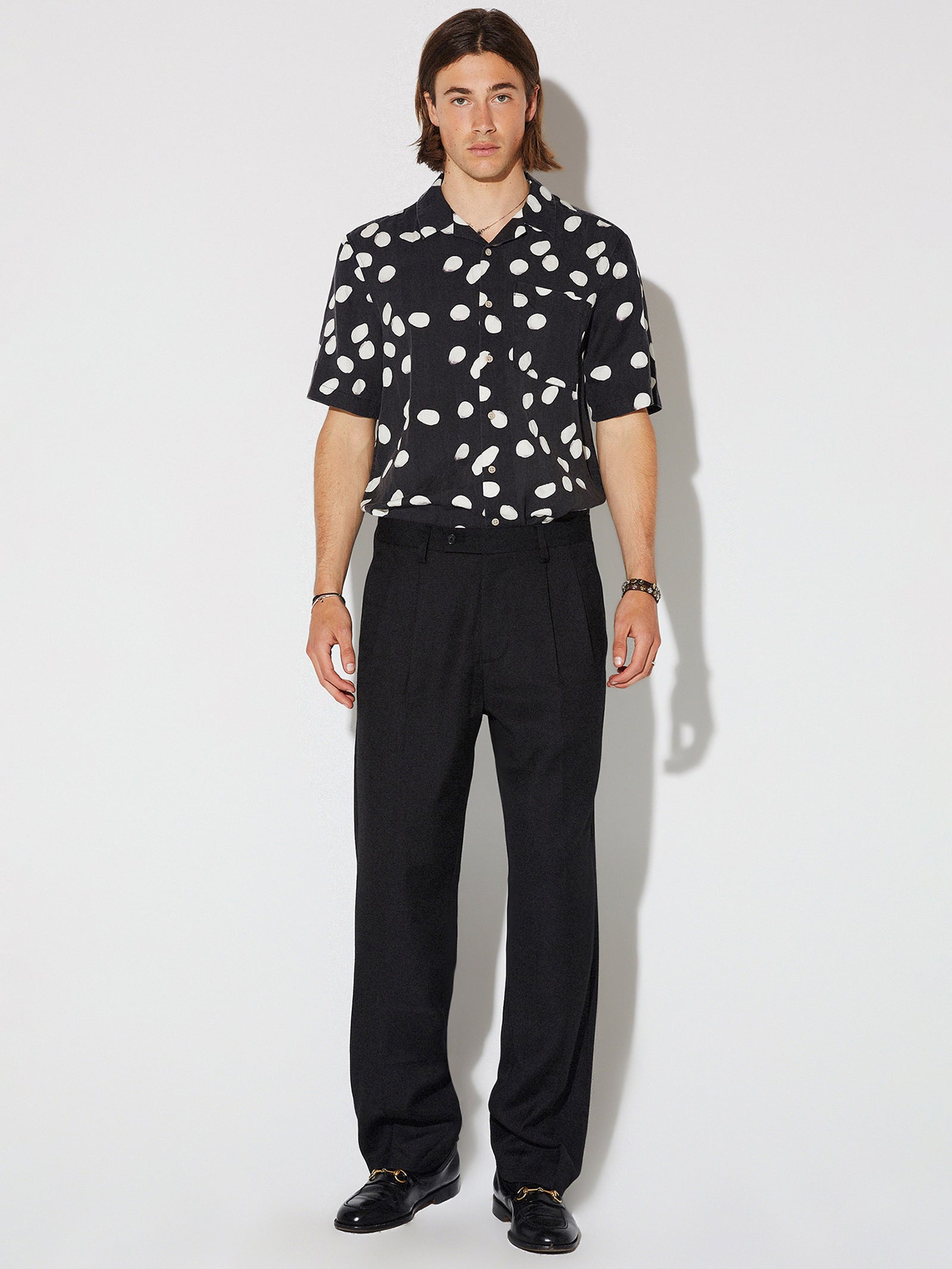 Curtis Short Sleeve Dot Shirt in Black