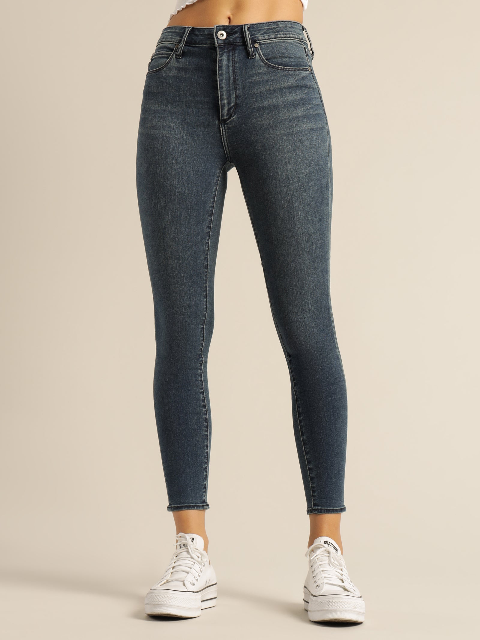 Lisa High-Rise Skinny Ankle-Hugger Jeans in Deep Storm Denim