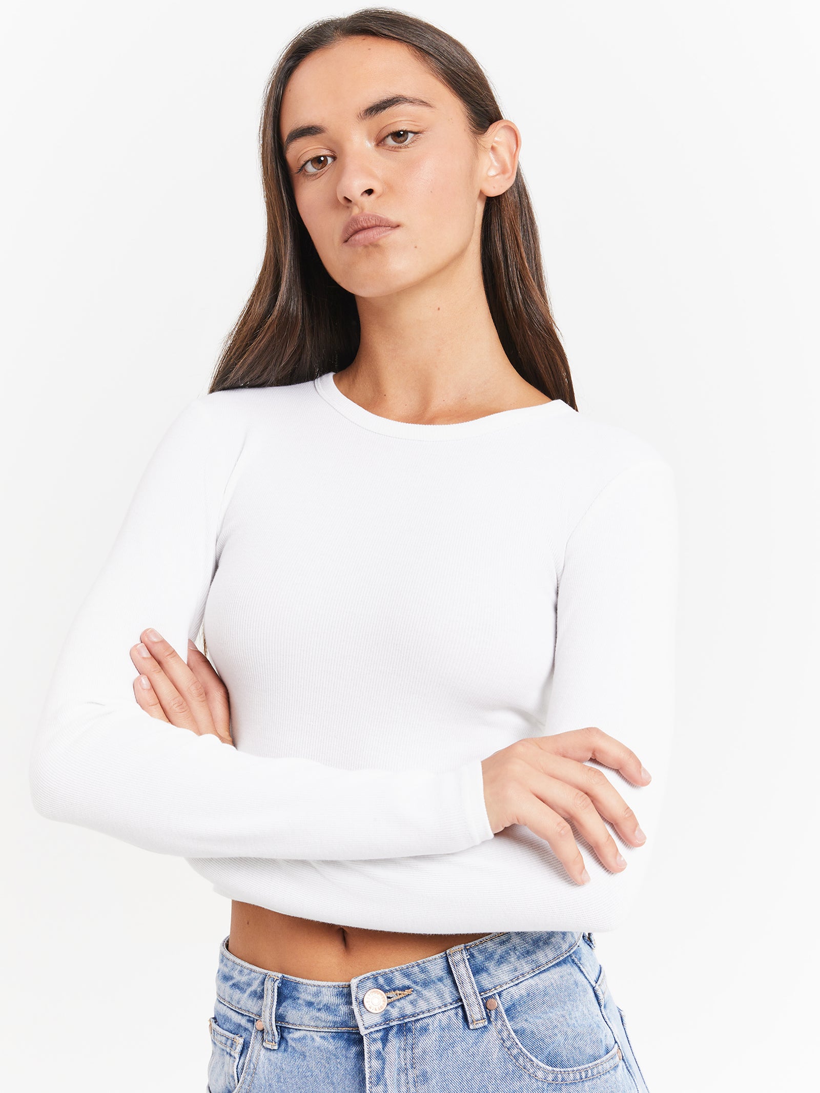 Georgie Long Sleeve Top in White