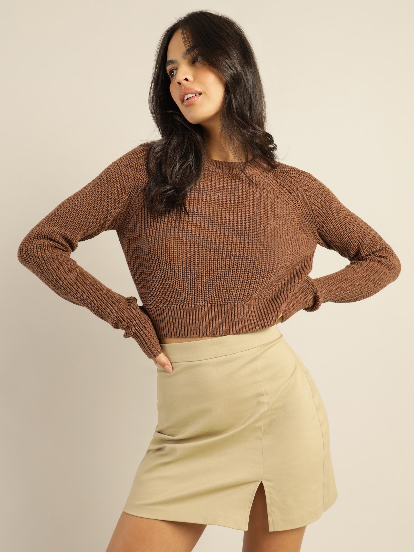 Rylee Crop Knit in Chocolate