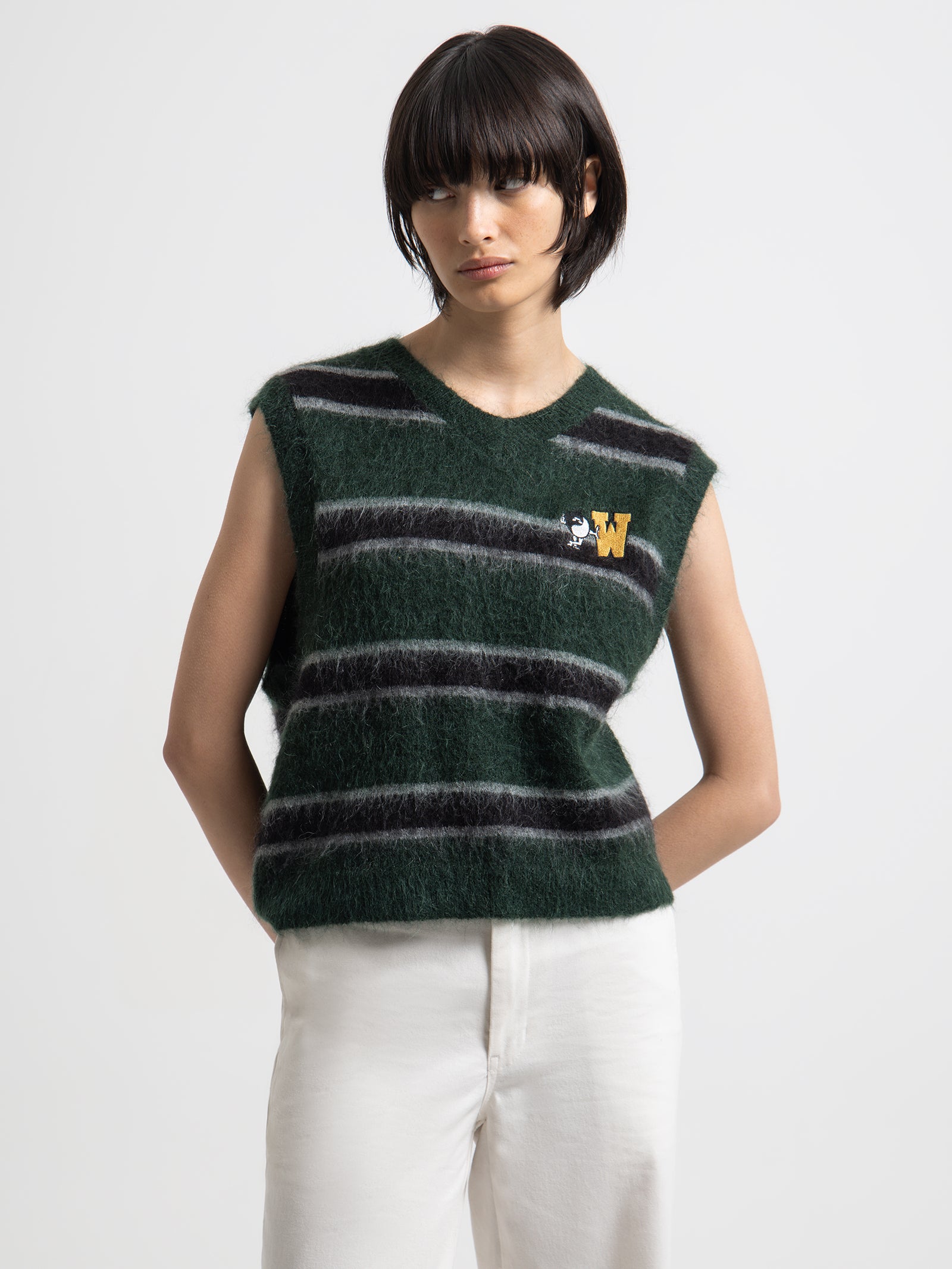 Freshman Fuzz Knit Vest in Green Gables