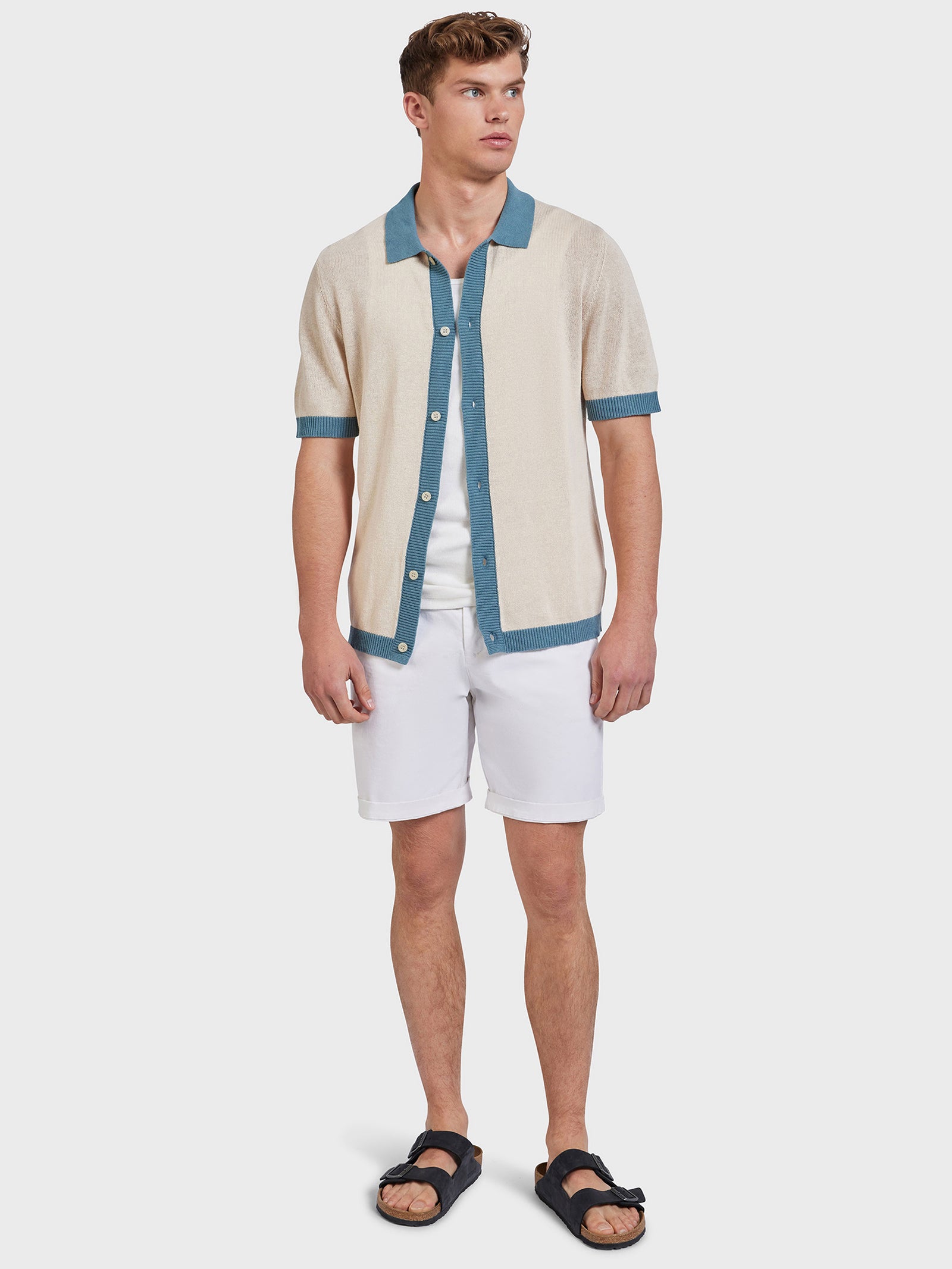 Gatsby Knit Polo Shirt in Natural