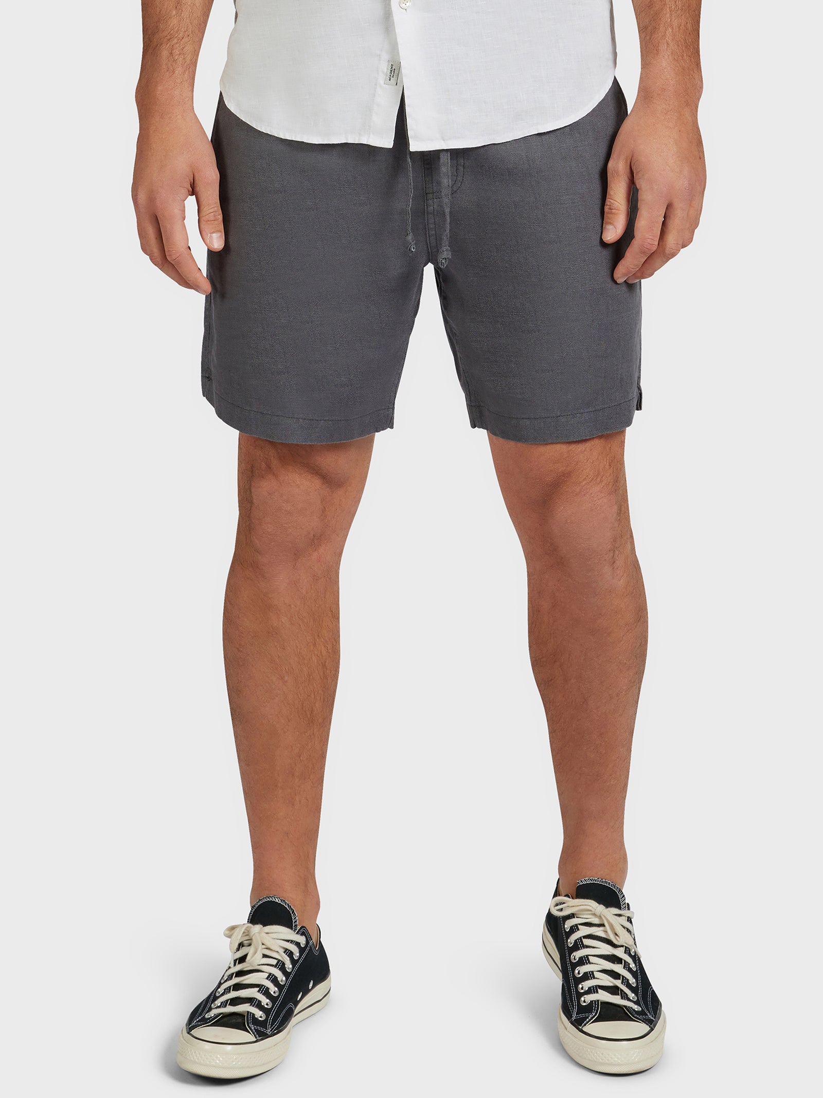 Riviera Linen Shorts in Charcoal Grey