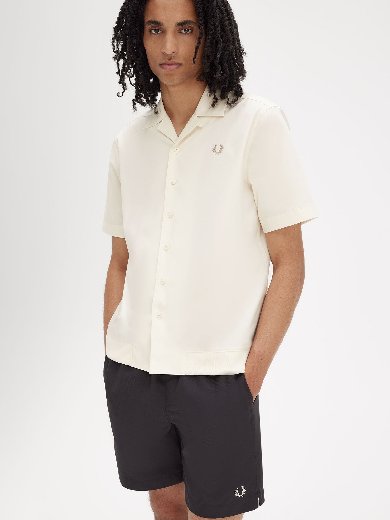 Ribbed Hem Revere Collar Shirt