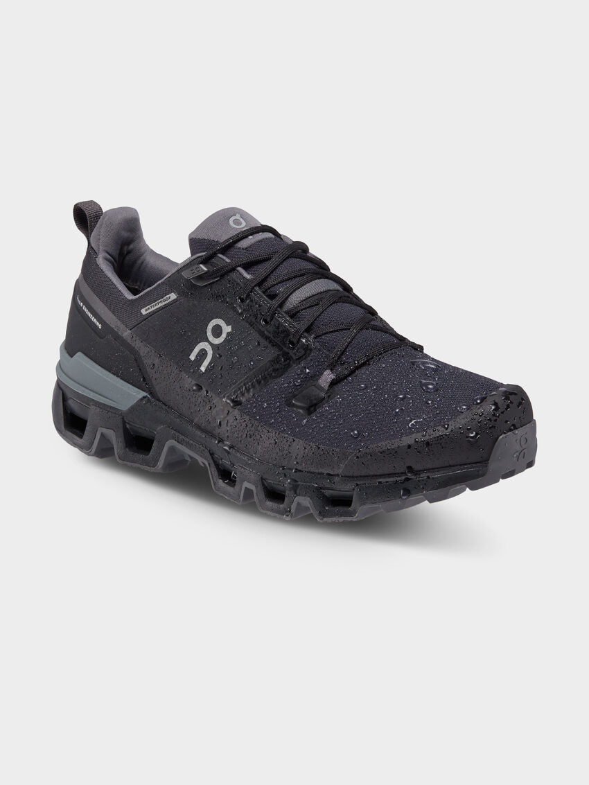 Mens Cloudwander Waterproof Sneakers in Black Eclipse