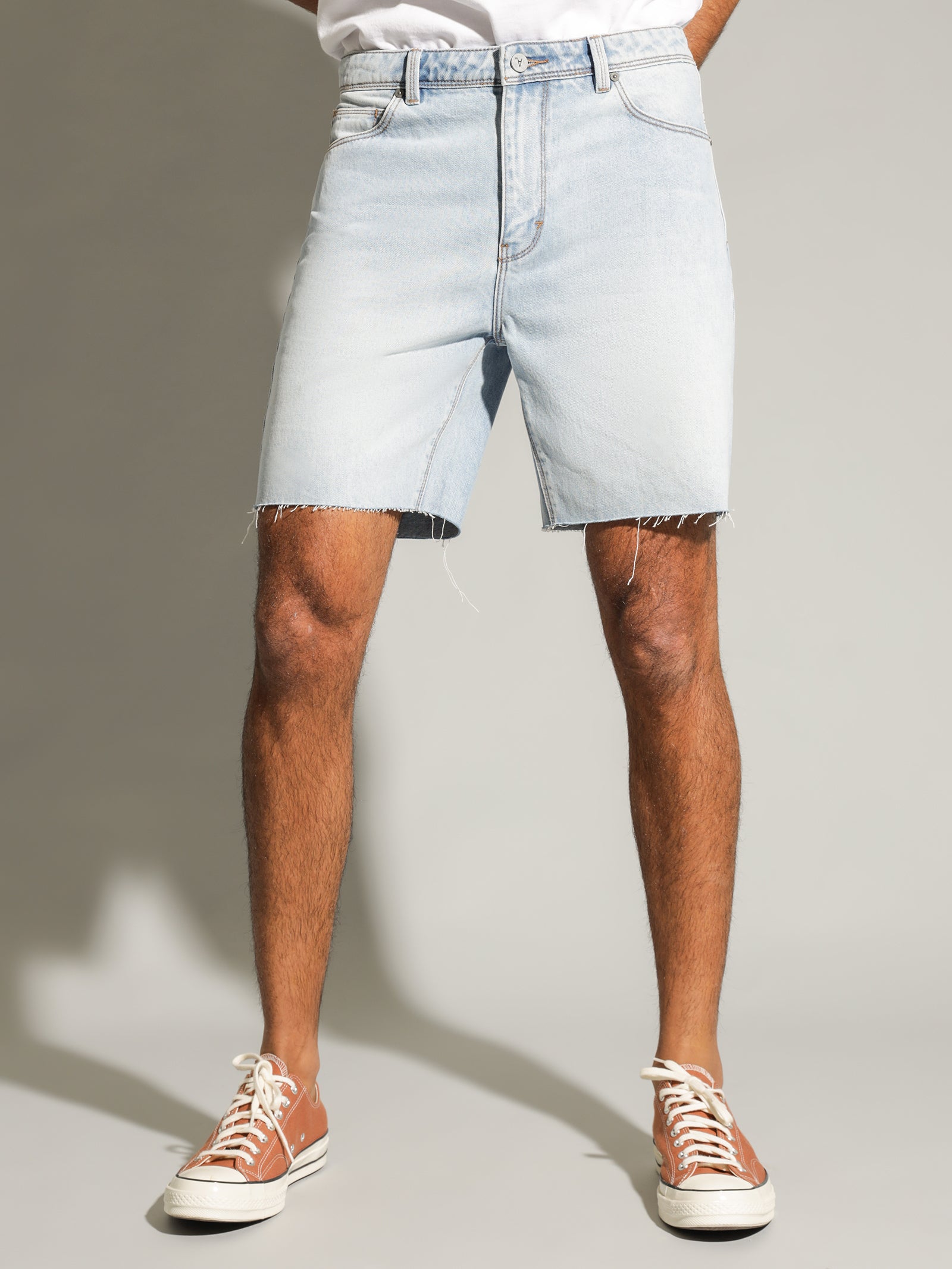 A 90s Straight Shorts in Ice Blue