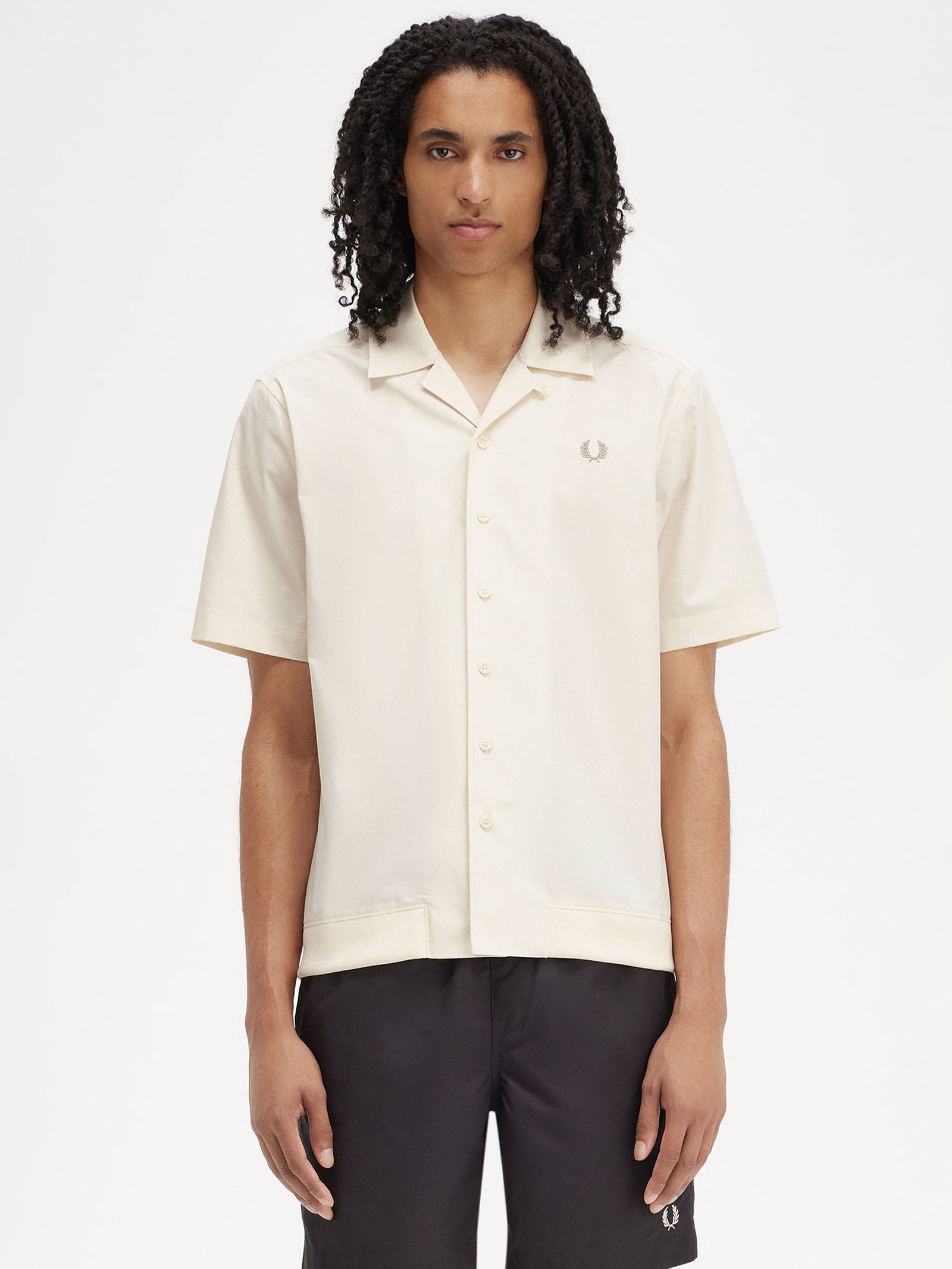 Ribbed Hem Revere Collar Shirt