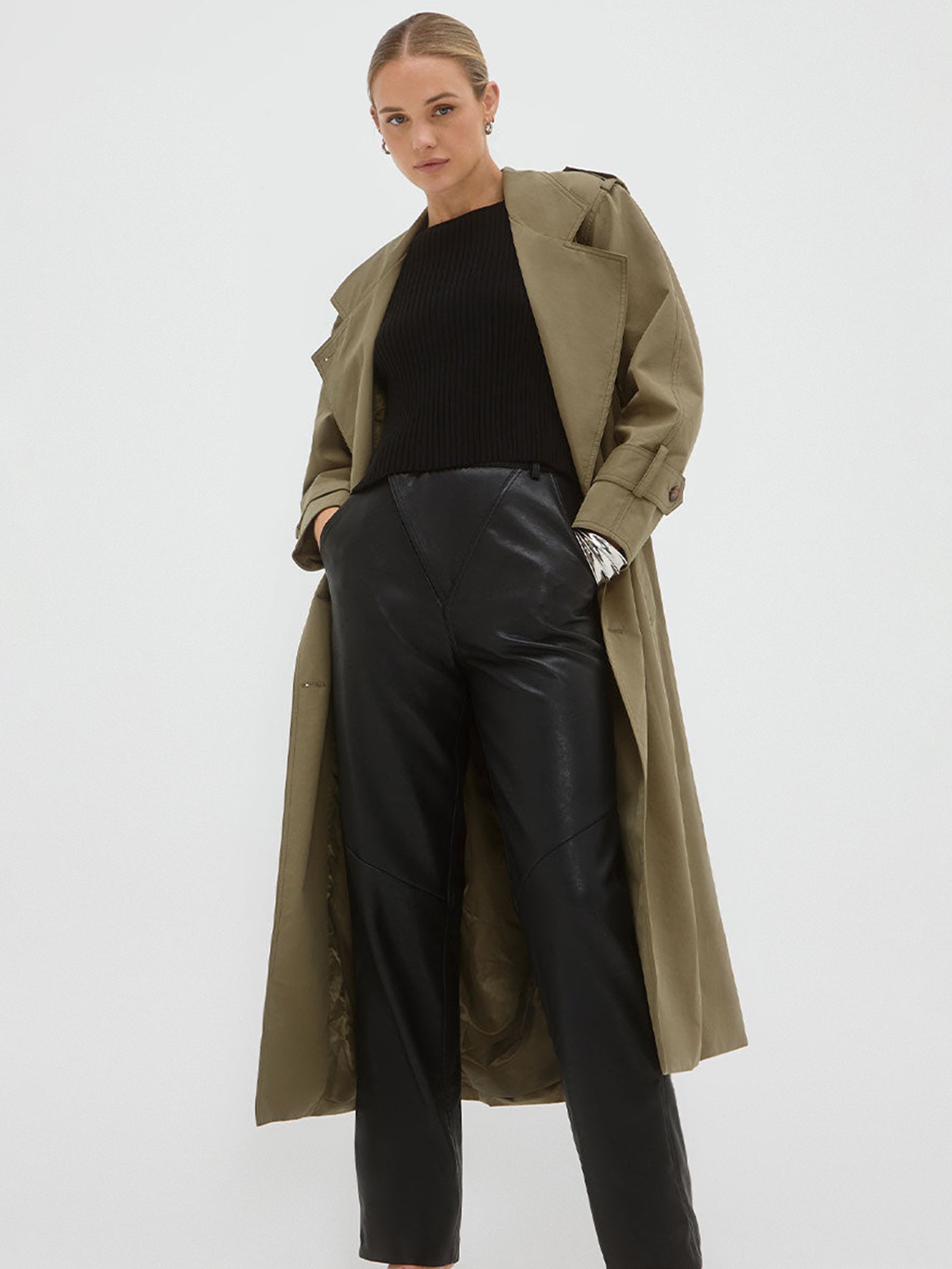 Agency Trench Coat in Olive Green