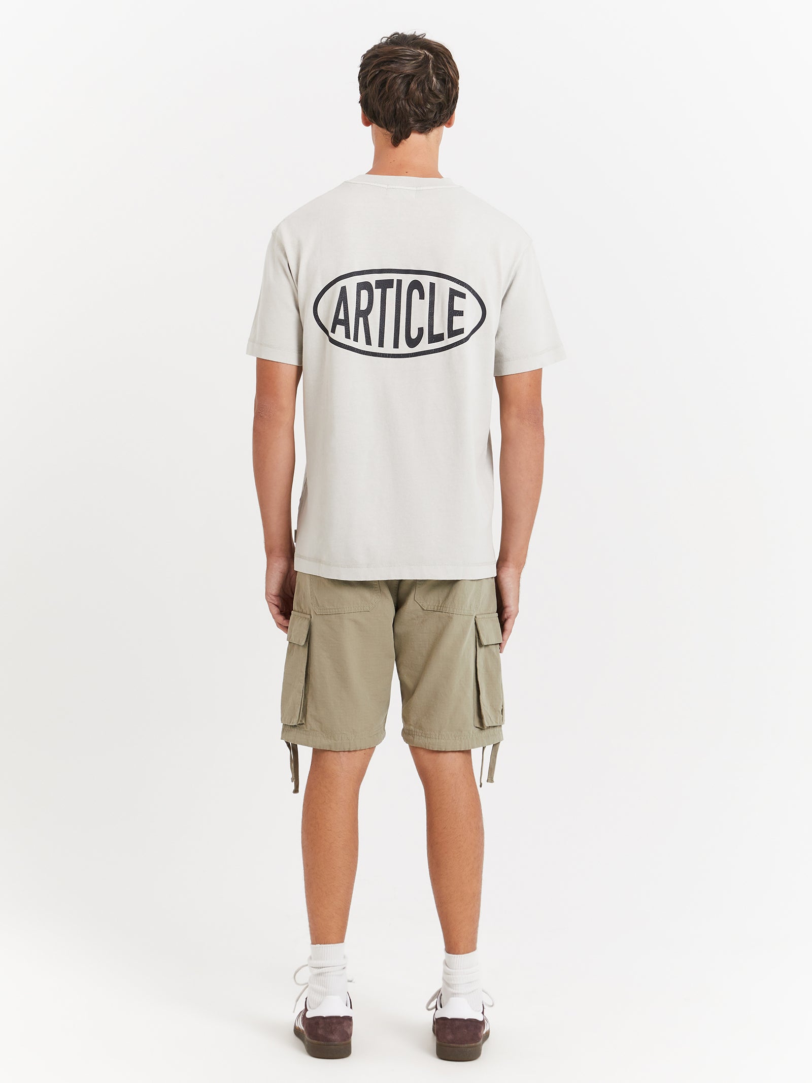 Cracked Logo Tee in Ecru