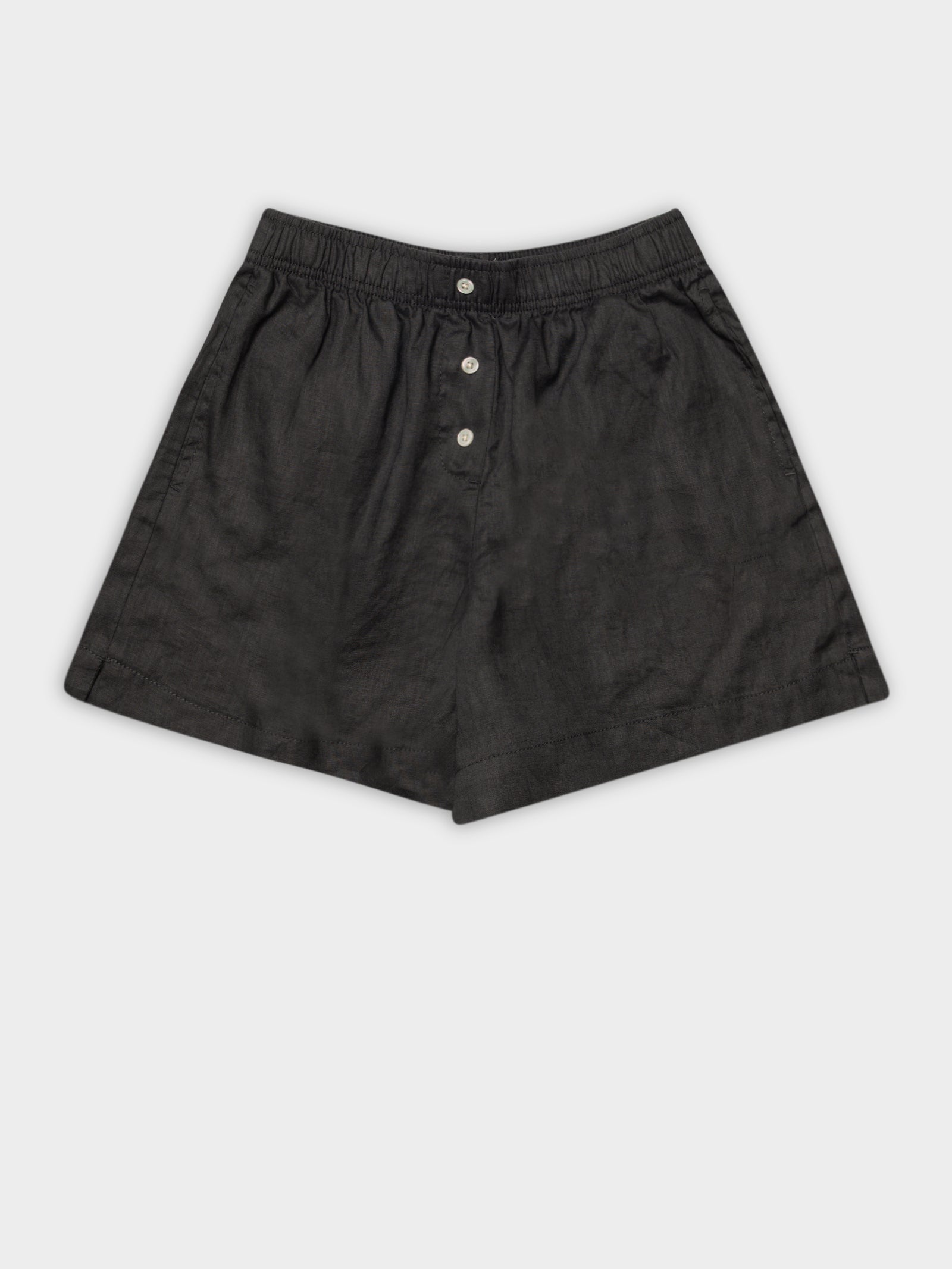 Nude Linen Lounge Short in Coal Black