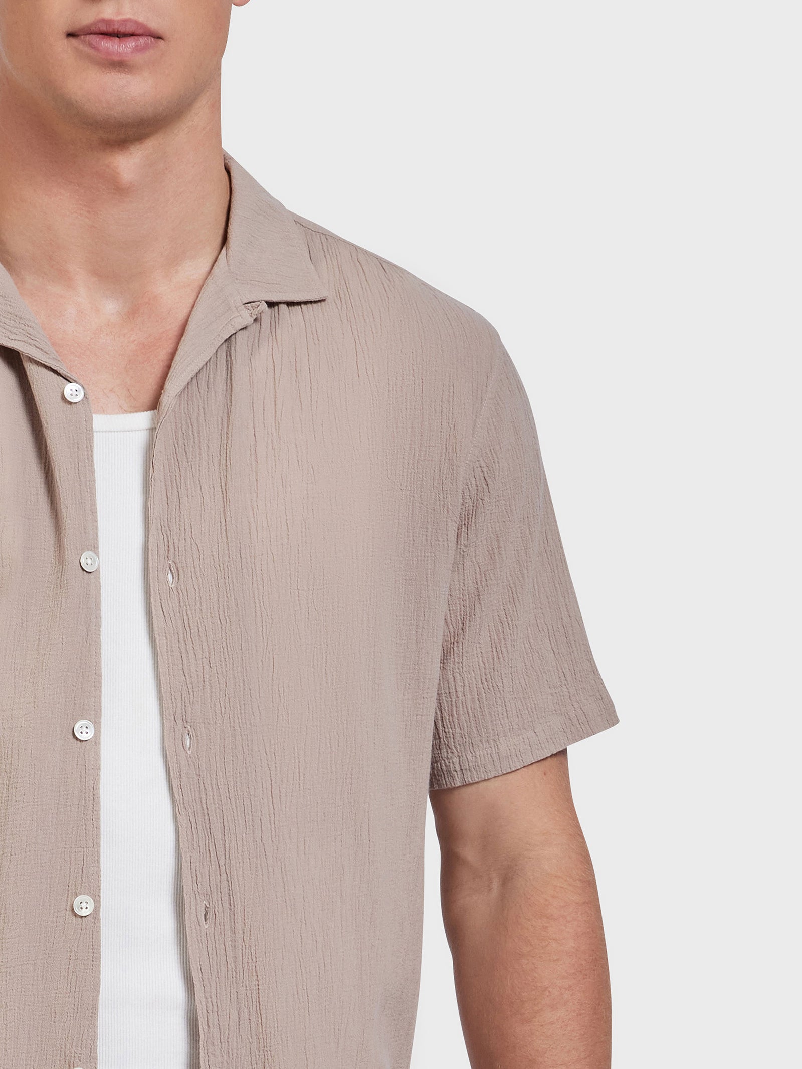 Bedford Short Sleeve Shirt in Warm Sand