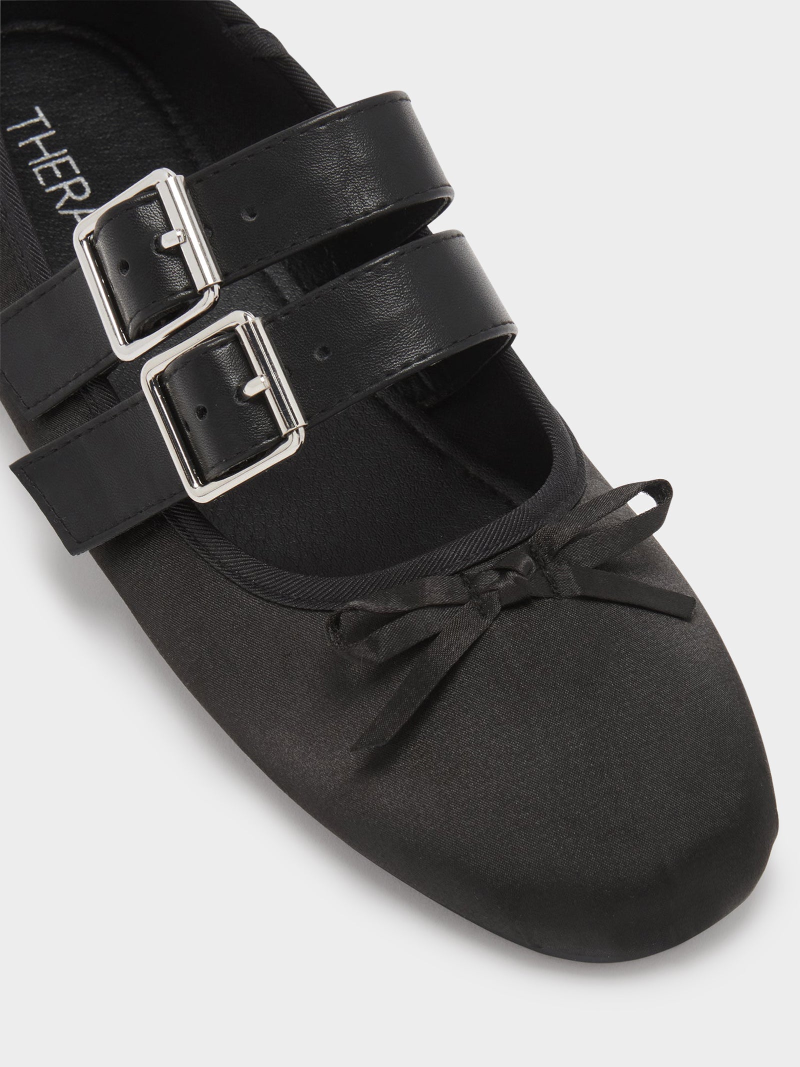 Mythos Ballet Flats in Black Satin