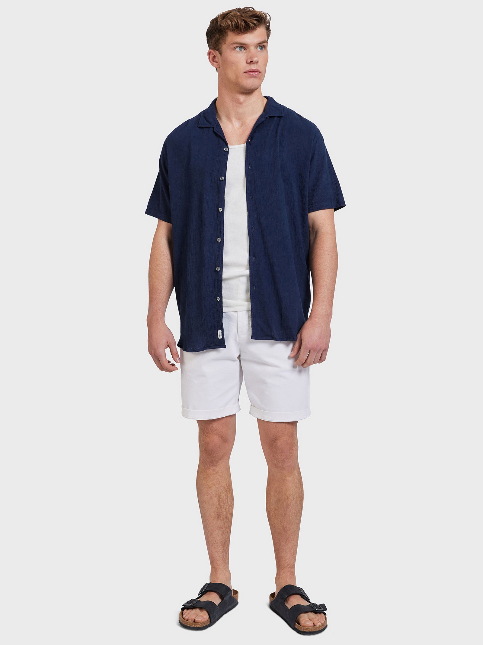 Bedford Short Sleeve Shirt in Navy Blue