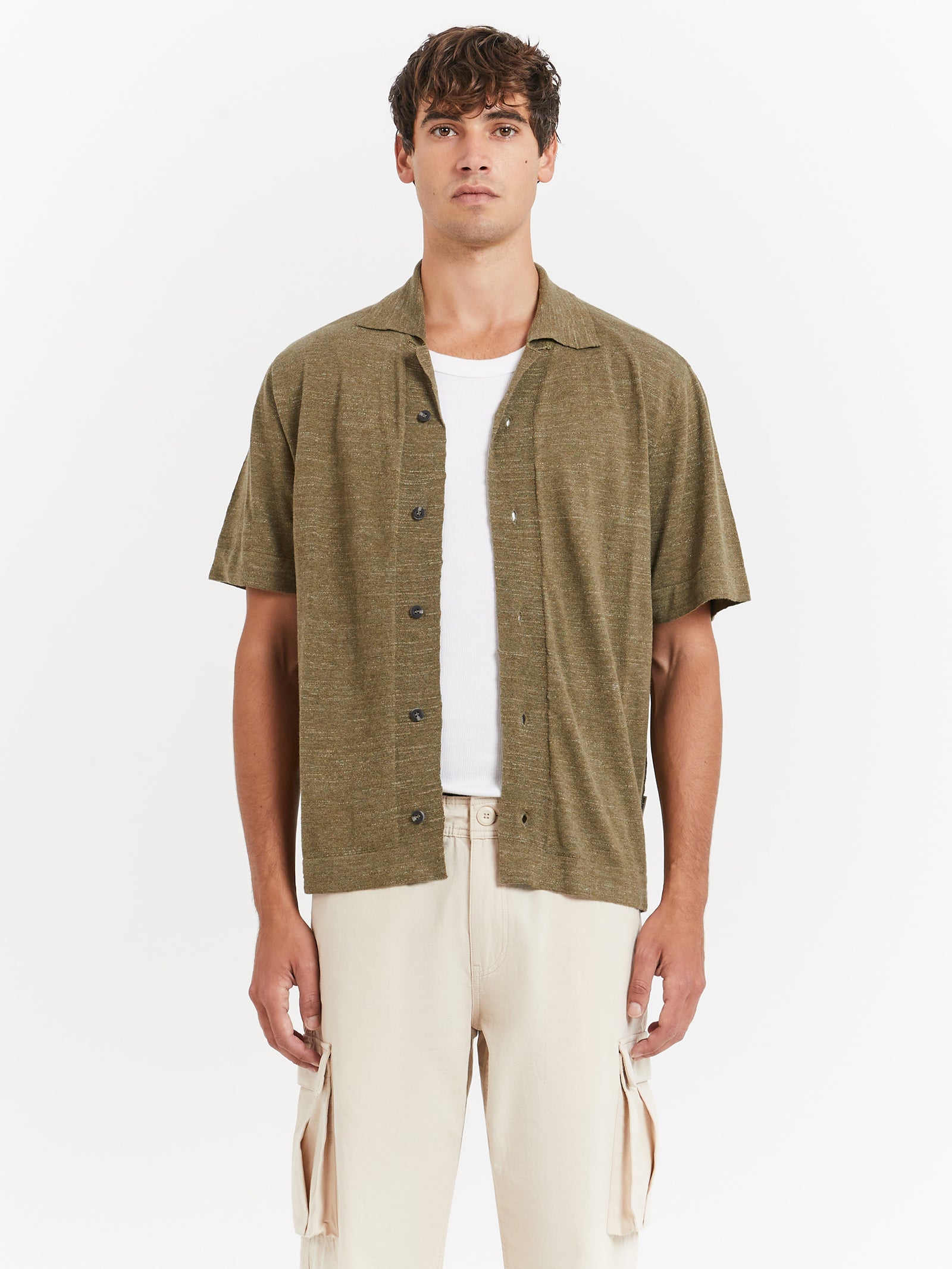 Ennis Knit Shirt in Basil Green