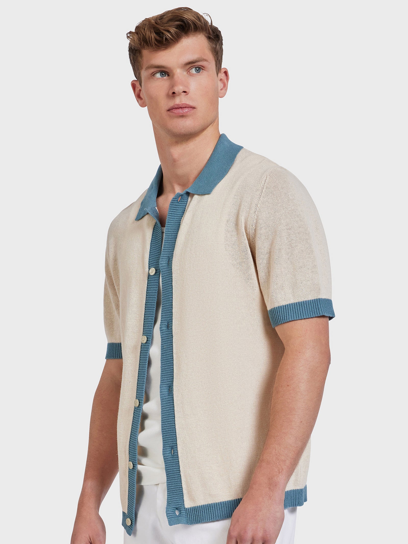 Gatsby Knit Polo Shirt in Natural