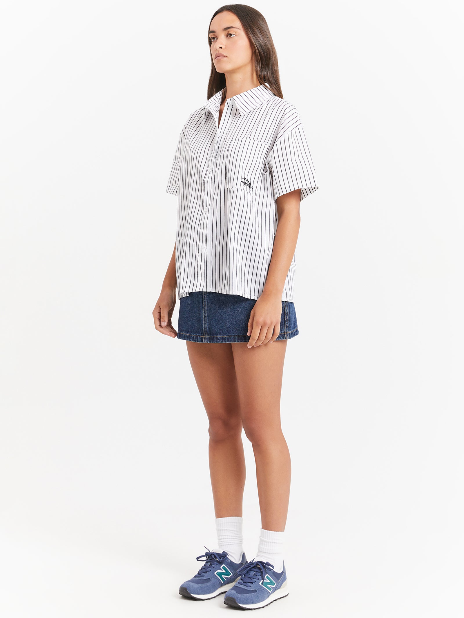 Pop Short Sleeve Graffiti Stripe Shirt in Black Stripe