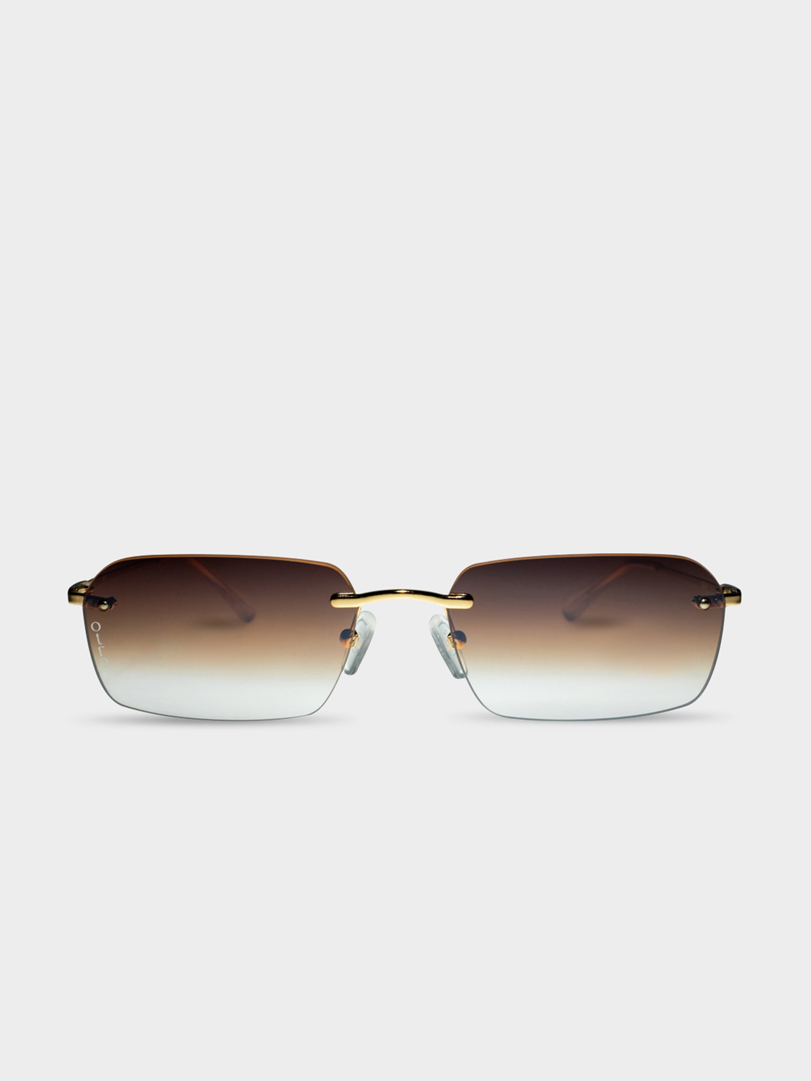 Keira Rimless Sunglasses in Gold & Brown Mirror