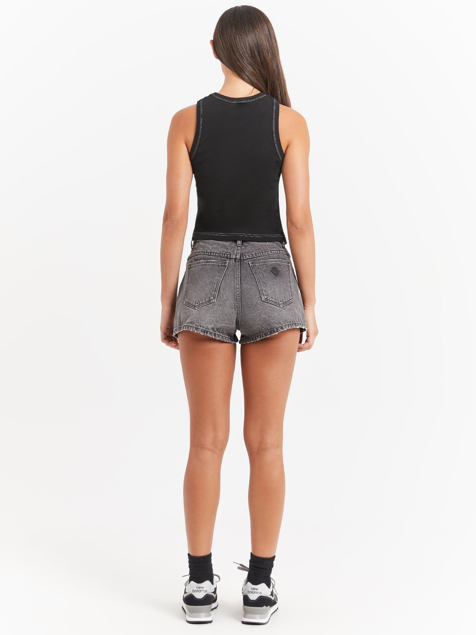 High Relaxed Shorts in Brooklyn Washed Black